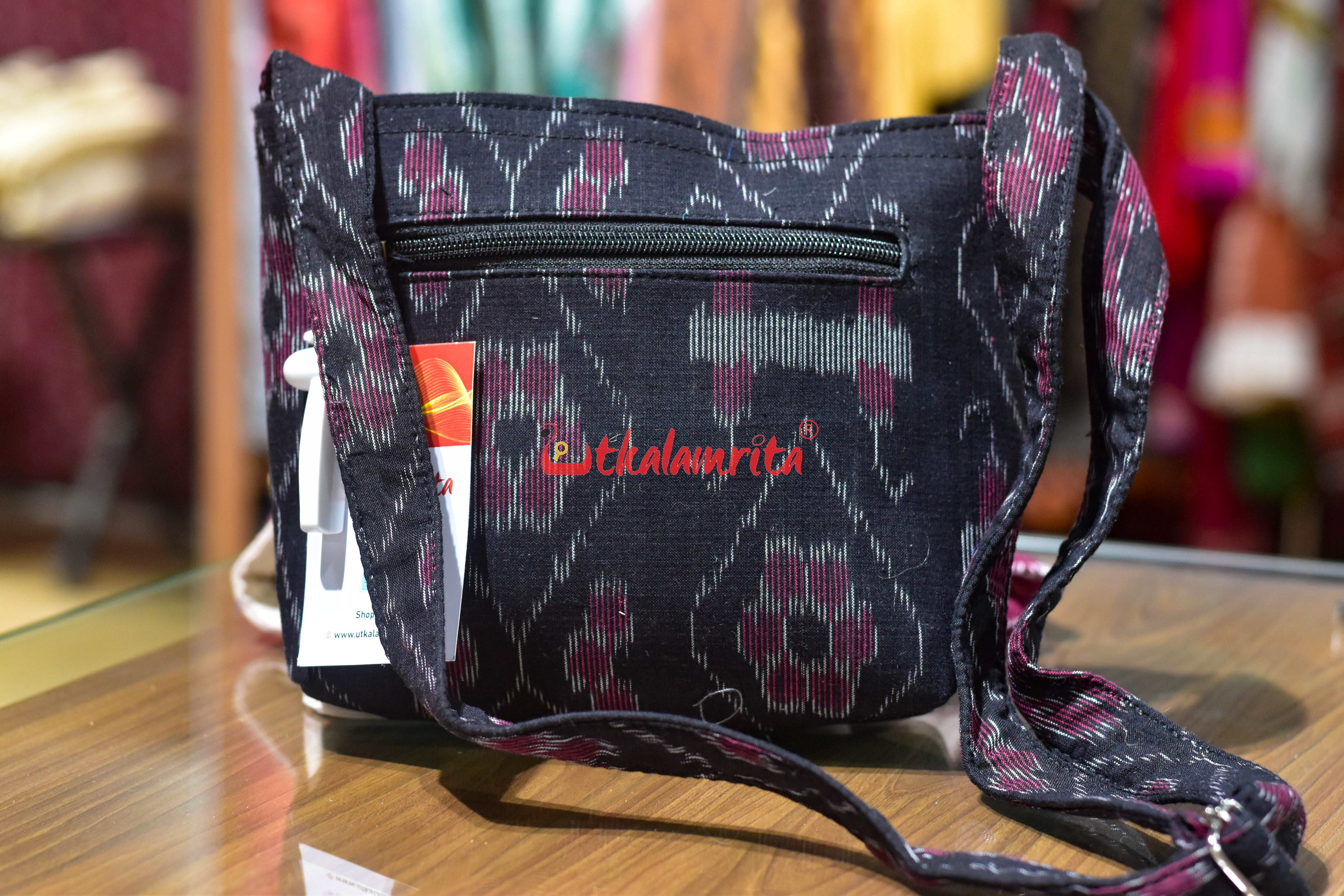Black Flower Bandha Small Sling Bag