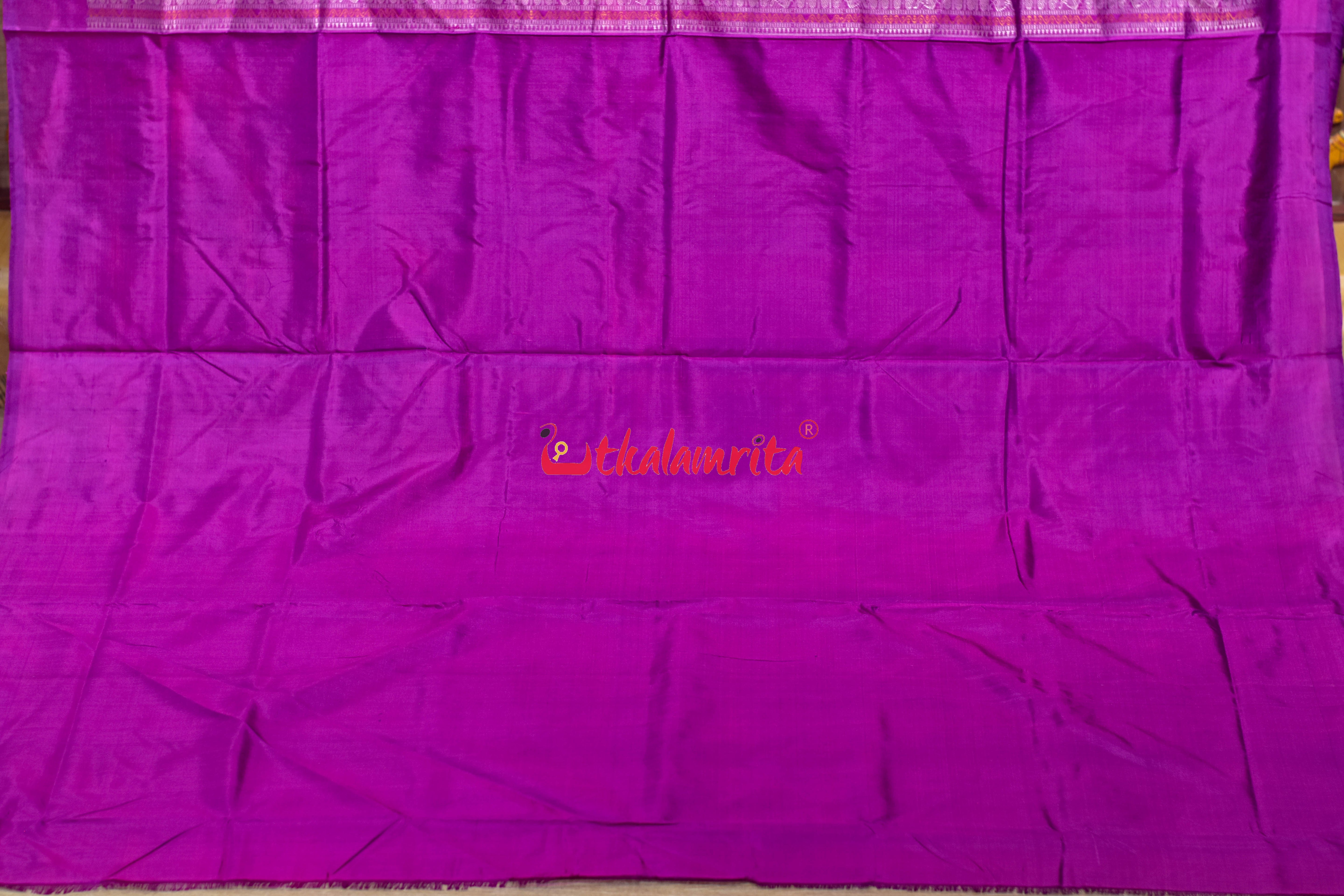 Sky Blue Flower Border Bomkai Silk Saree