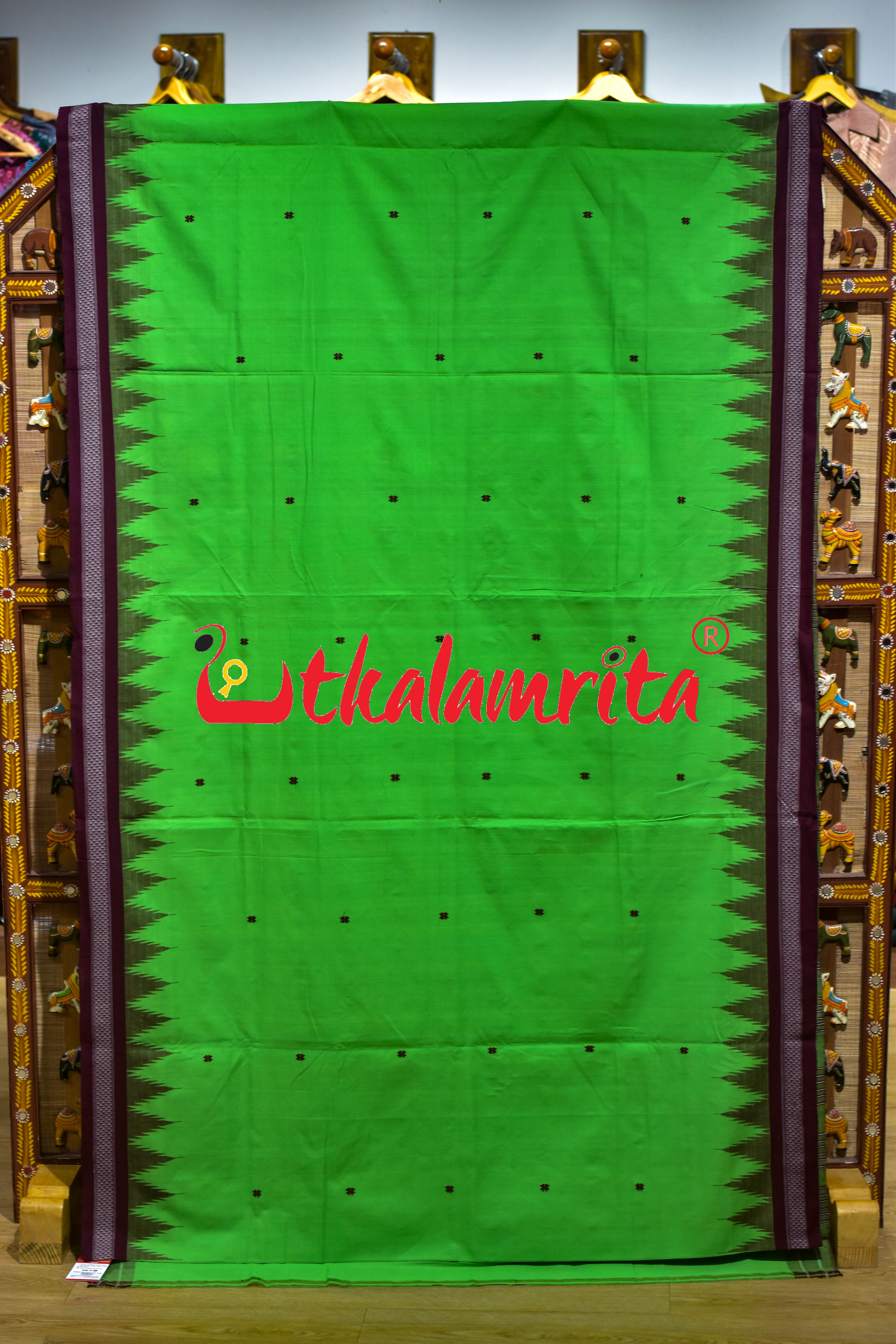 Green Black Original Ganjam Bomkai Cotton Saree