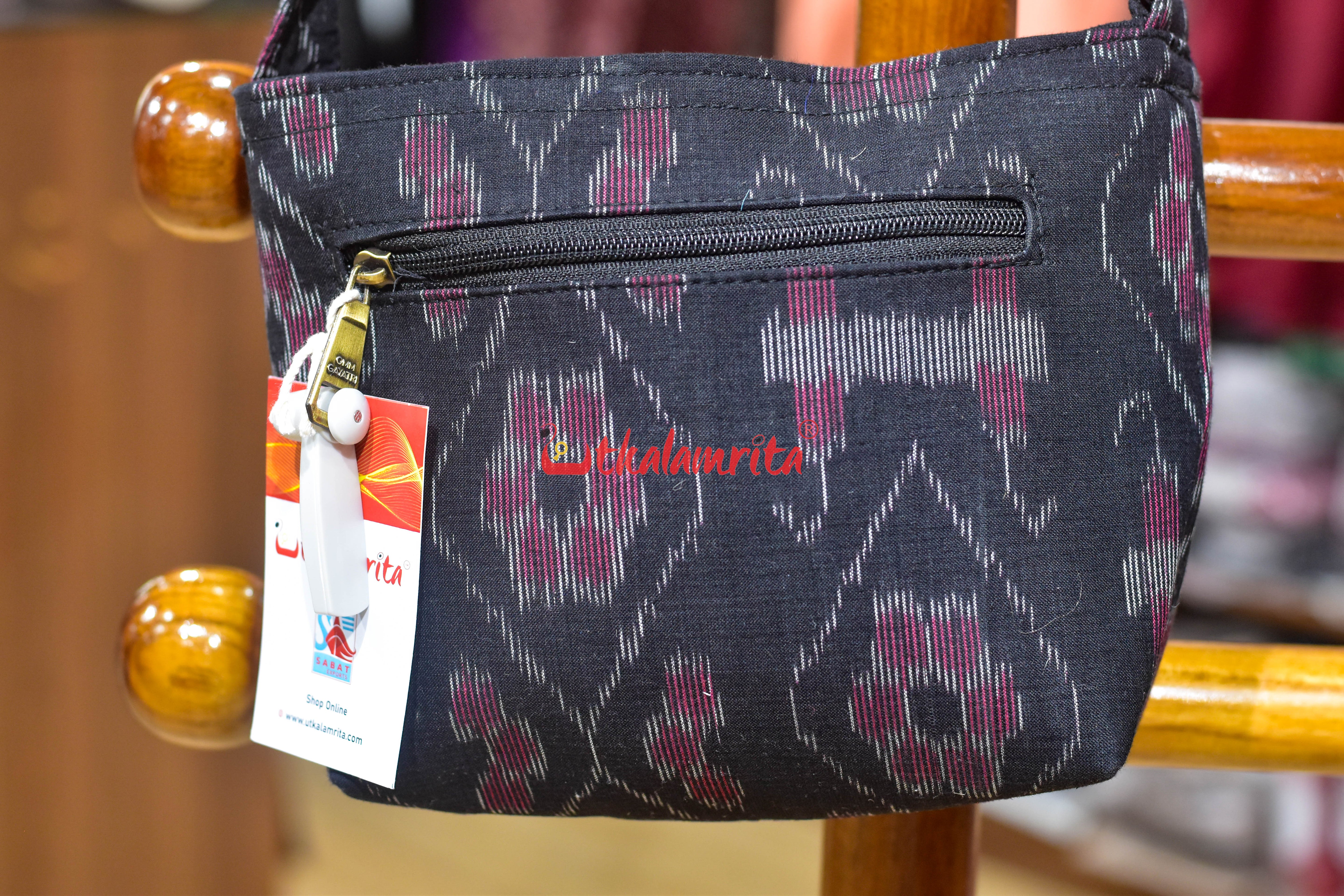 Black Flower Bandha Small Sling Bag