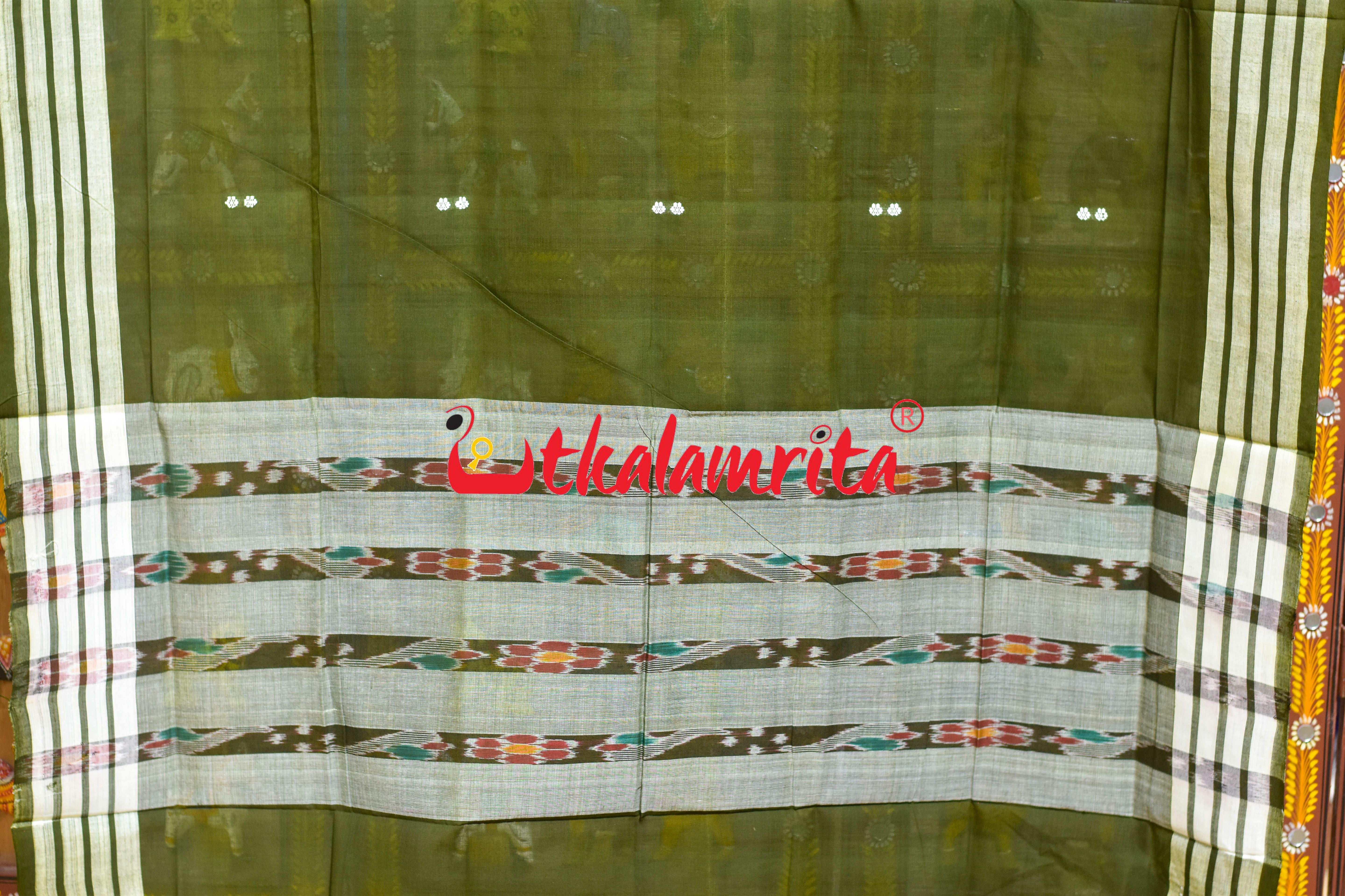 Mehendi Green Pittala Single Cotton (Dupatta)