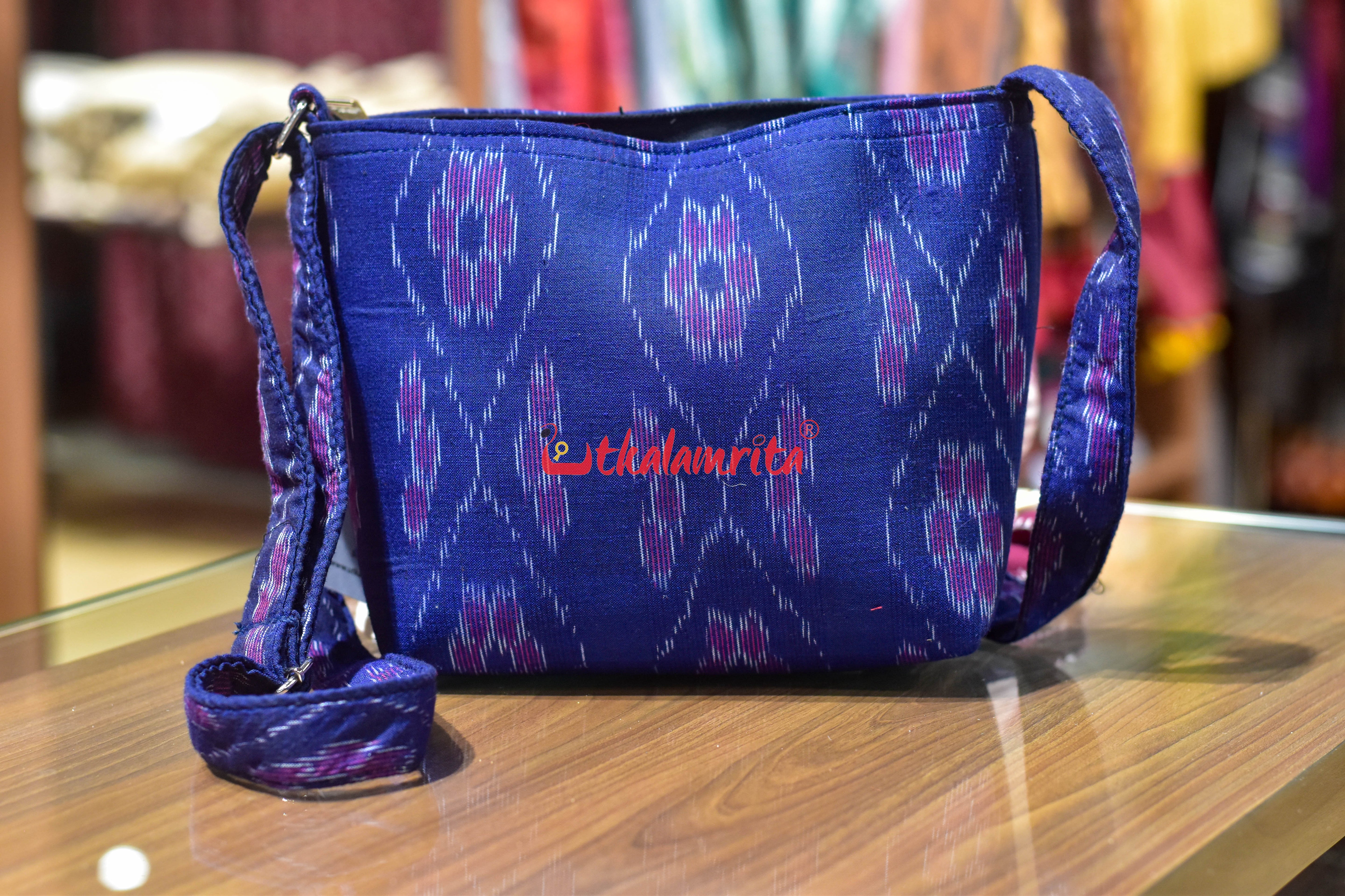 Blue Flower Bandha Small Sling Bag