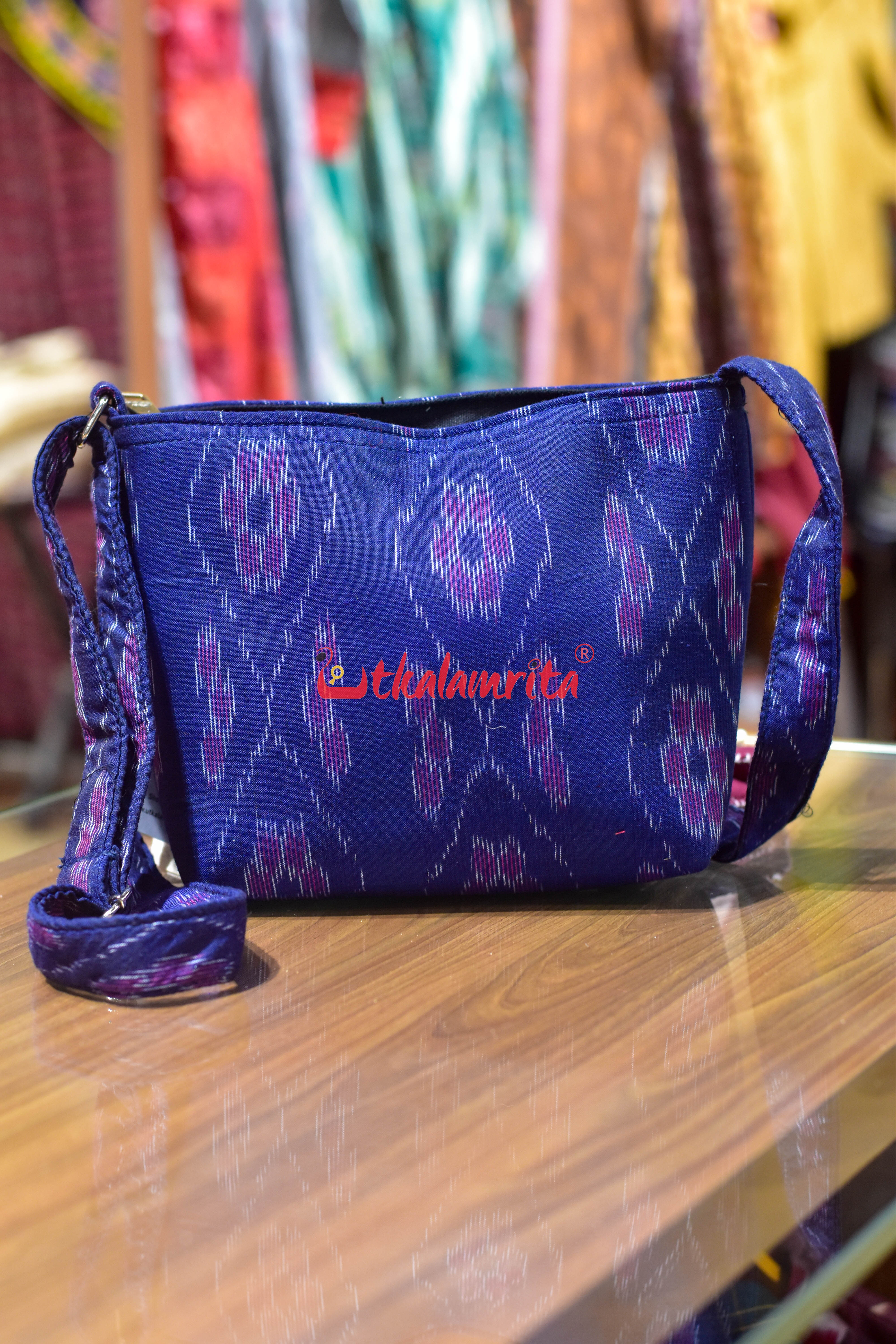 Blue Flower Bandha Small Sling Bag