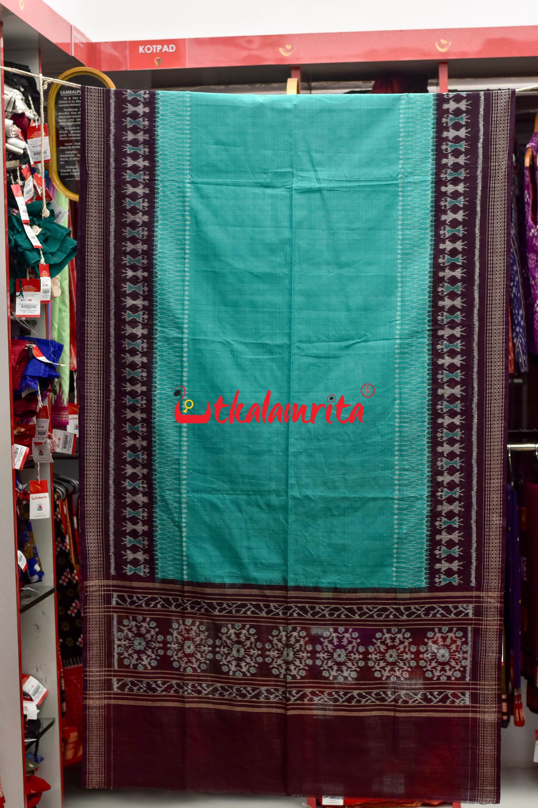 Tribal Dhadi Bandha Sea Green Coffee (Dupatta)