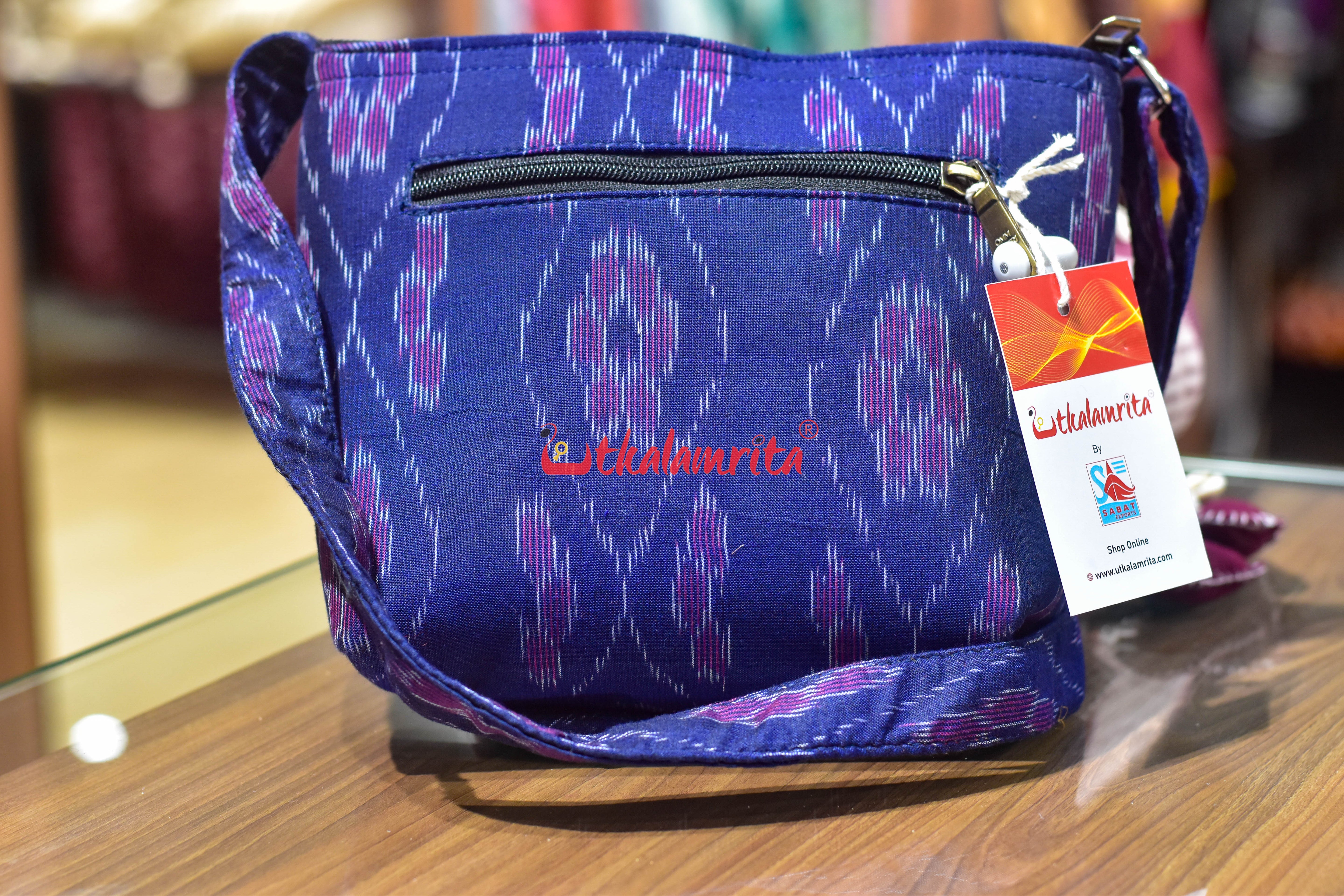 Blue Flower Bandha Small Sling Bag