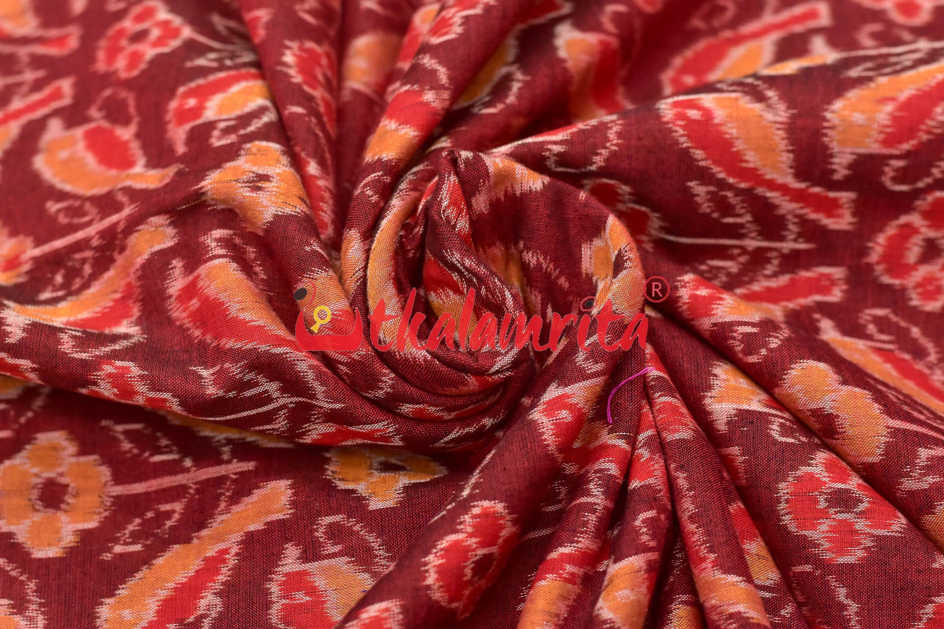 Orange Birds On Maroon (Fabric)