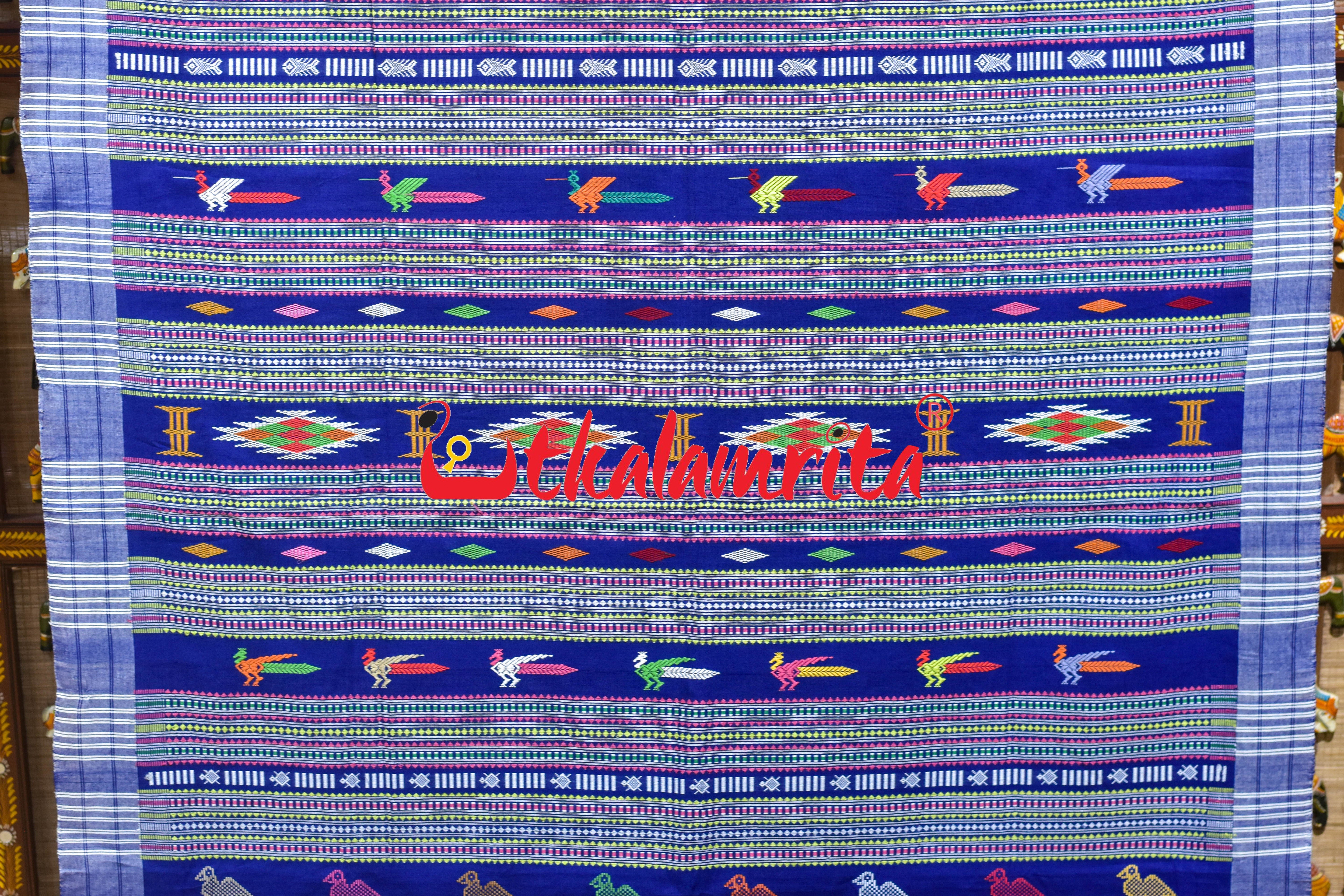 Blue White Original Ganjam Bomkai Cotton Saree