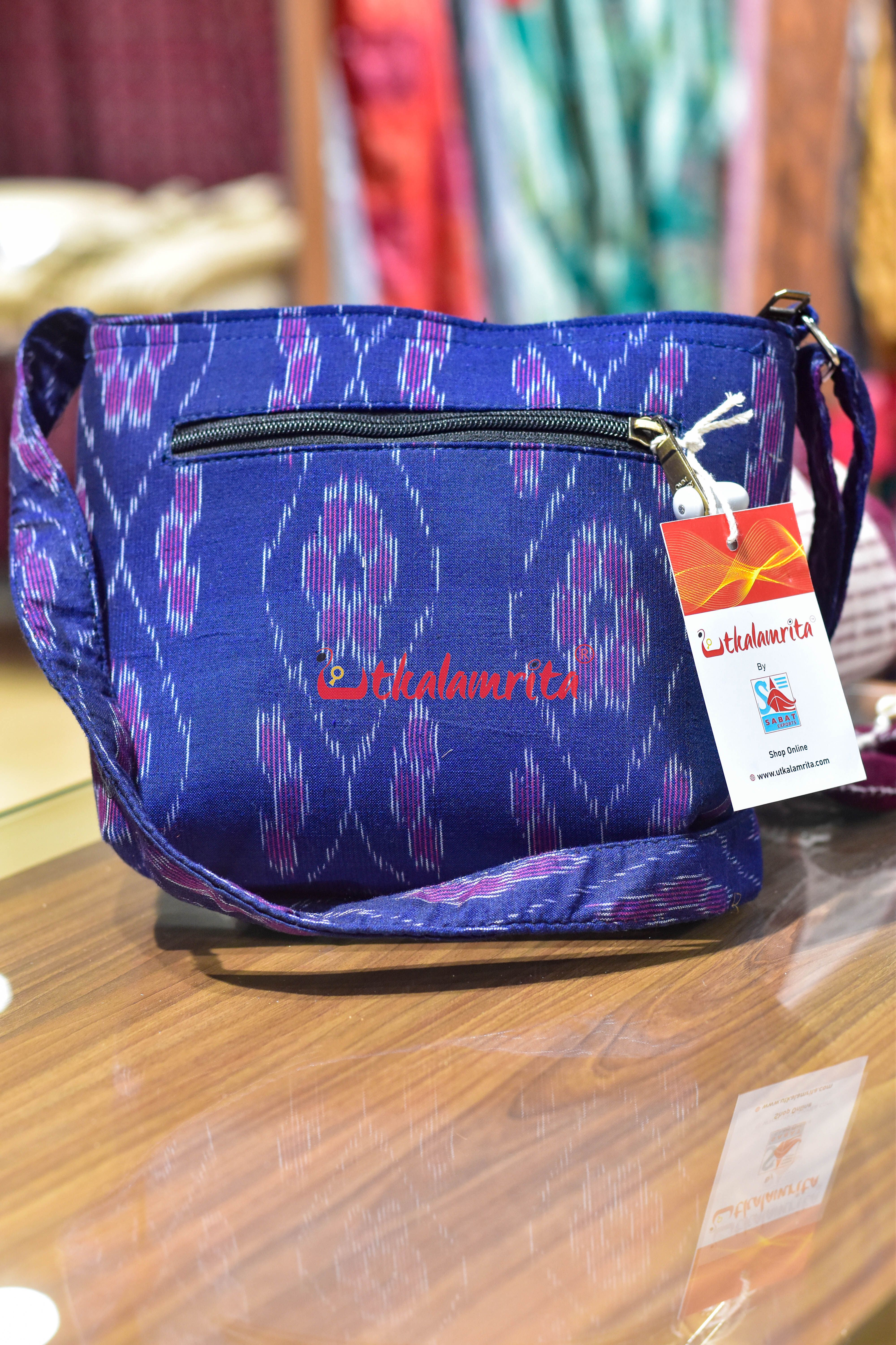 Blue Flower Bandha Small Sling Bag
