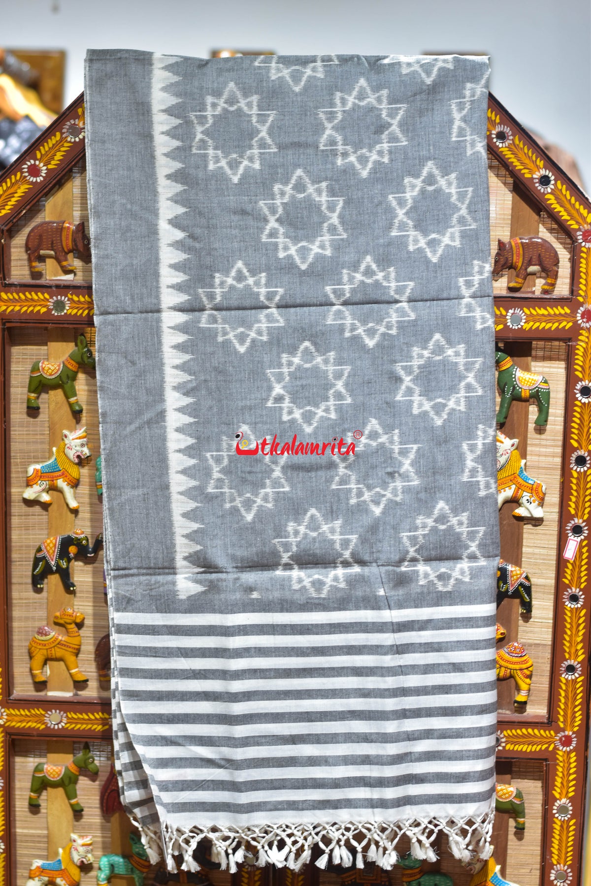 Grey Starry Maniabandha Cotton (Dupatta)