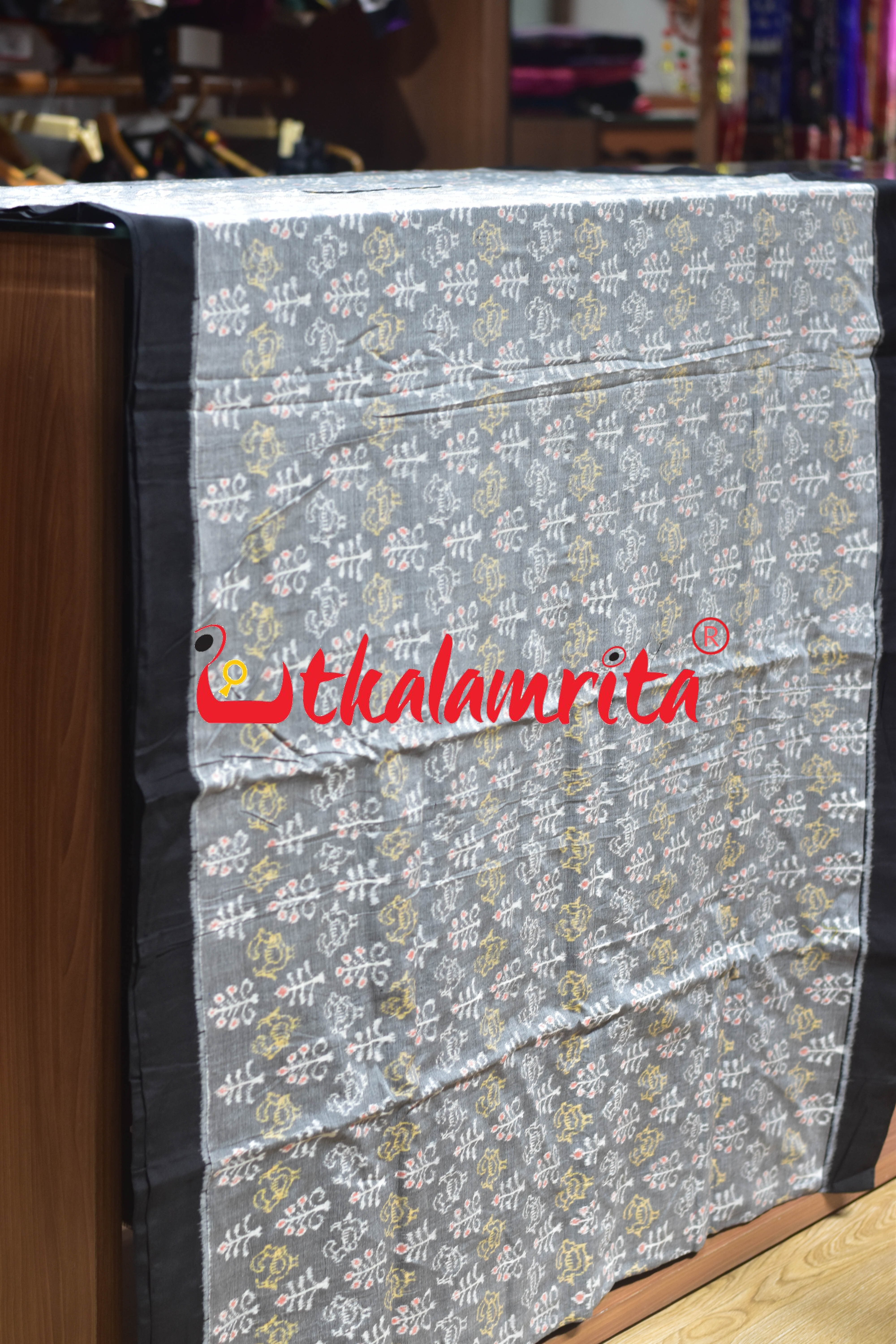 Grey Bird Tree Sambalpuri Cotton (Fabric)