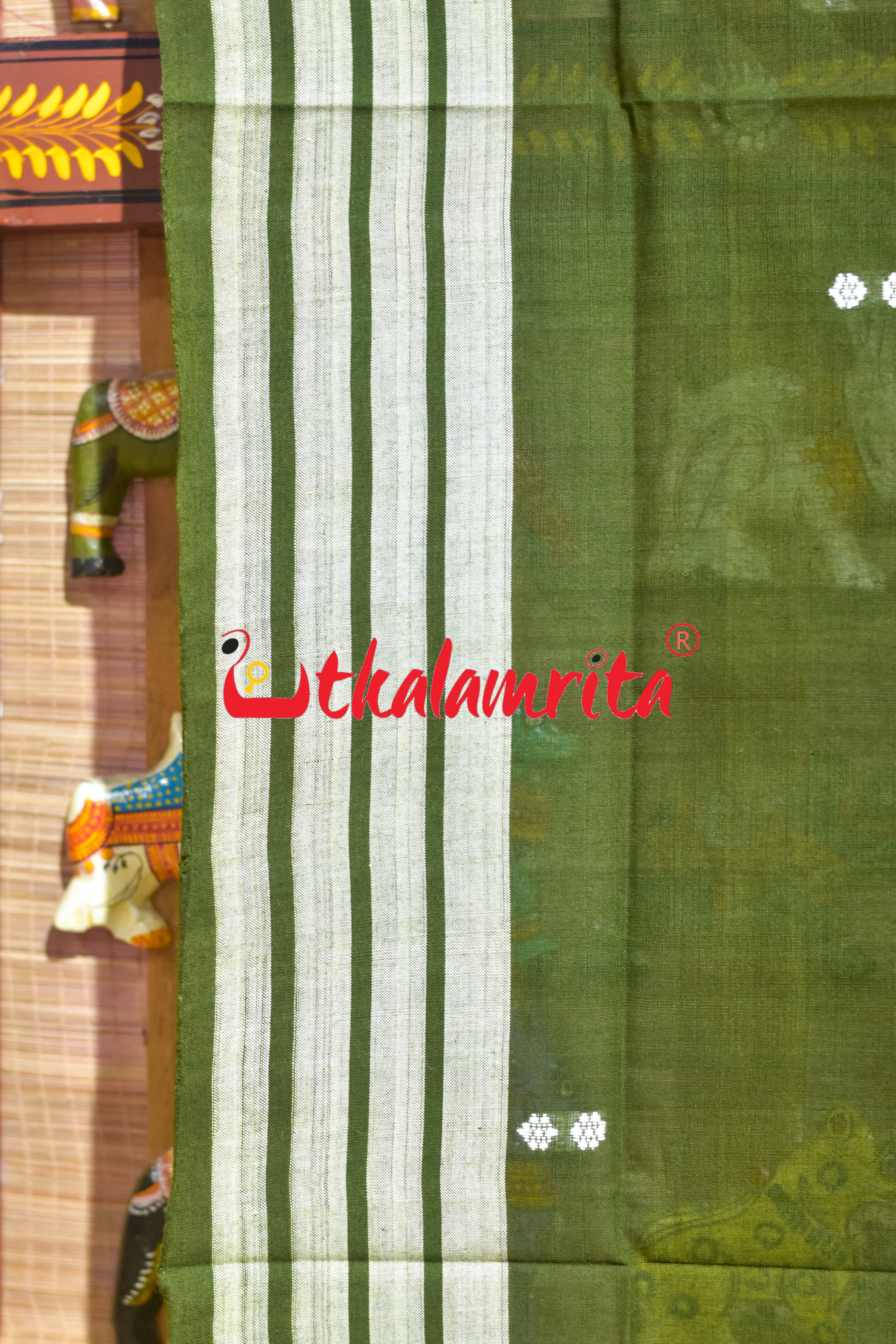 Mehendi Green Pittala Single Cotton (Dupatta)