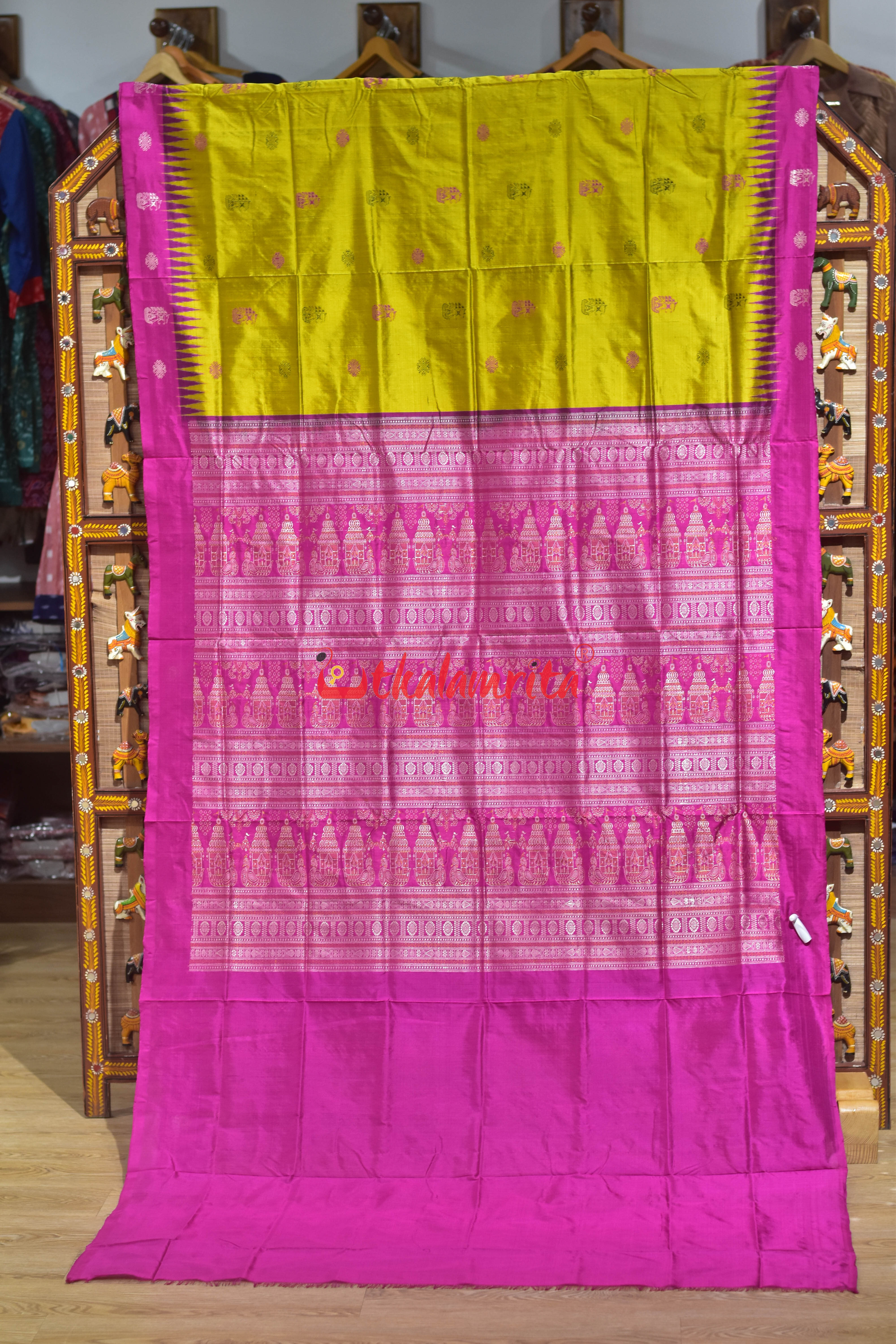 Boita Golden Rani Bomkai Silk Saree