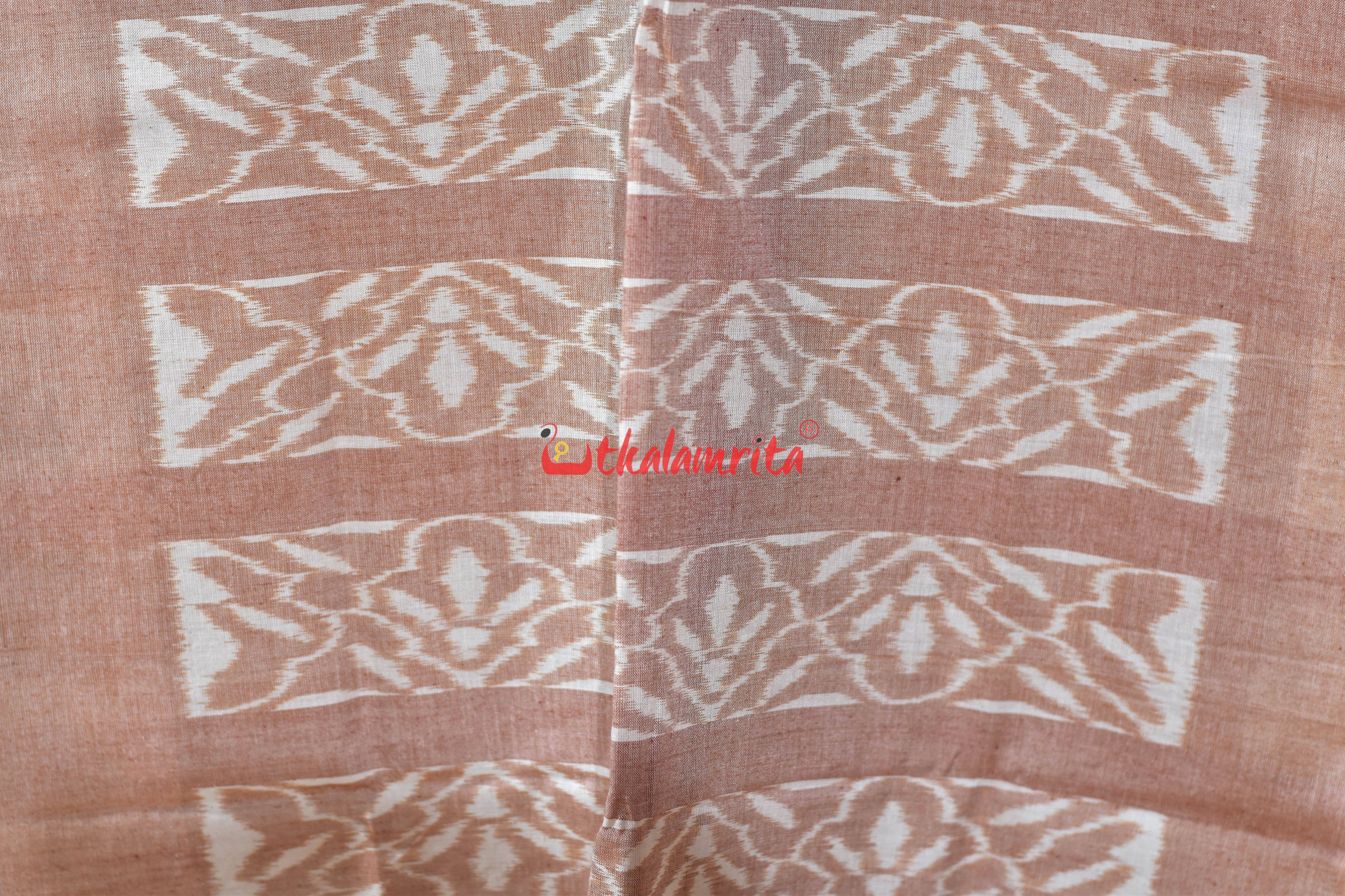 Peach Buti Designer Gol Thikiri Cotton Ikat (Stole)