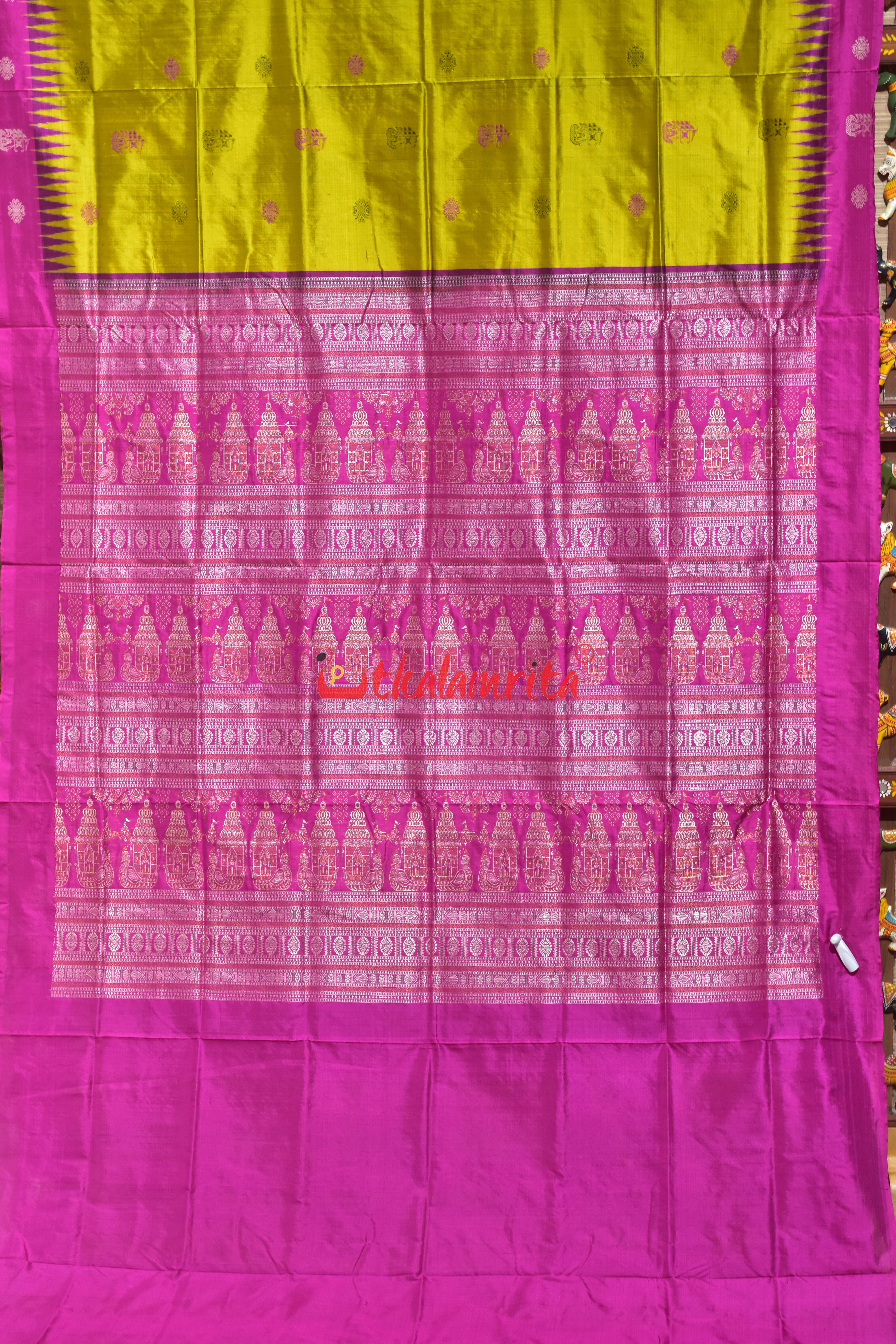 Boita Golden Rani Bomkai Silk Saree