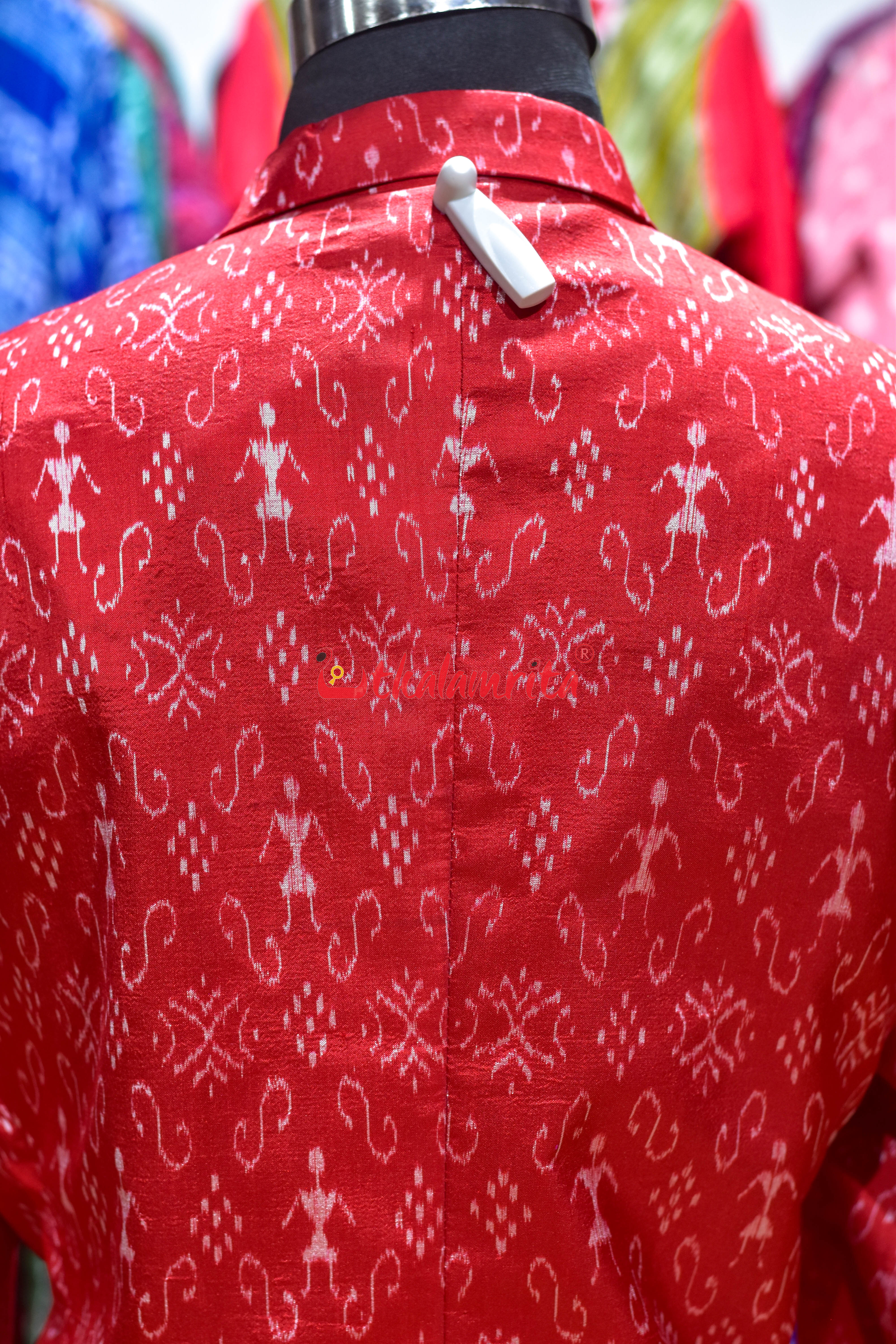 Red Tribals Sambalpuri Bandha Silk (Ladies' Blazer)