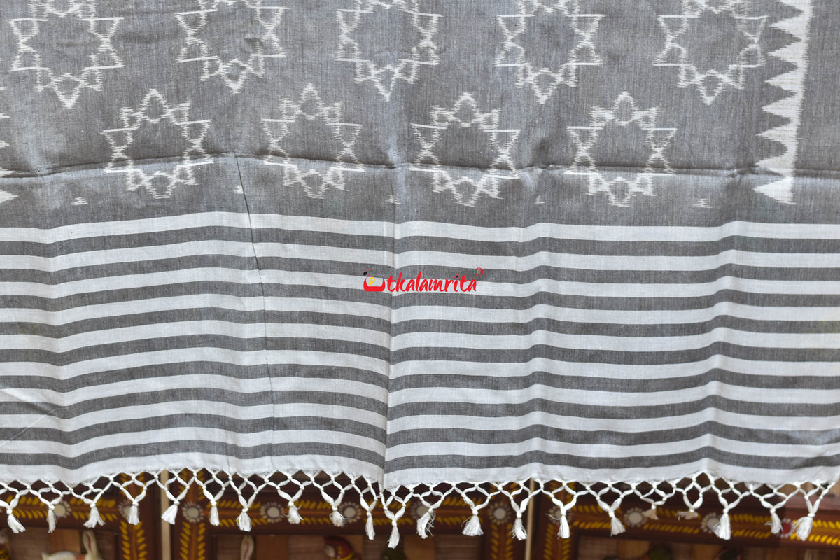 Grey Starry Maniabandha Cotton (Dupatta)