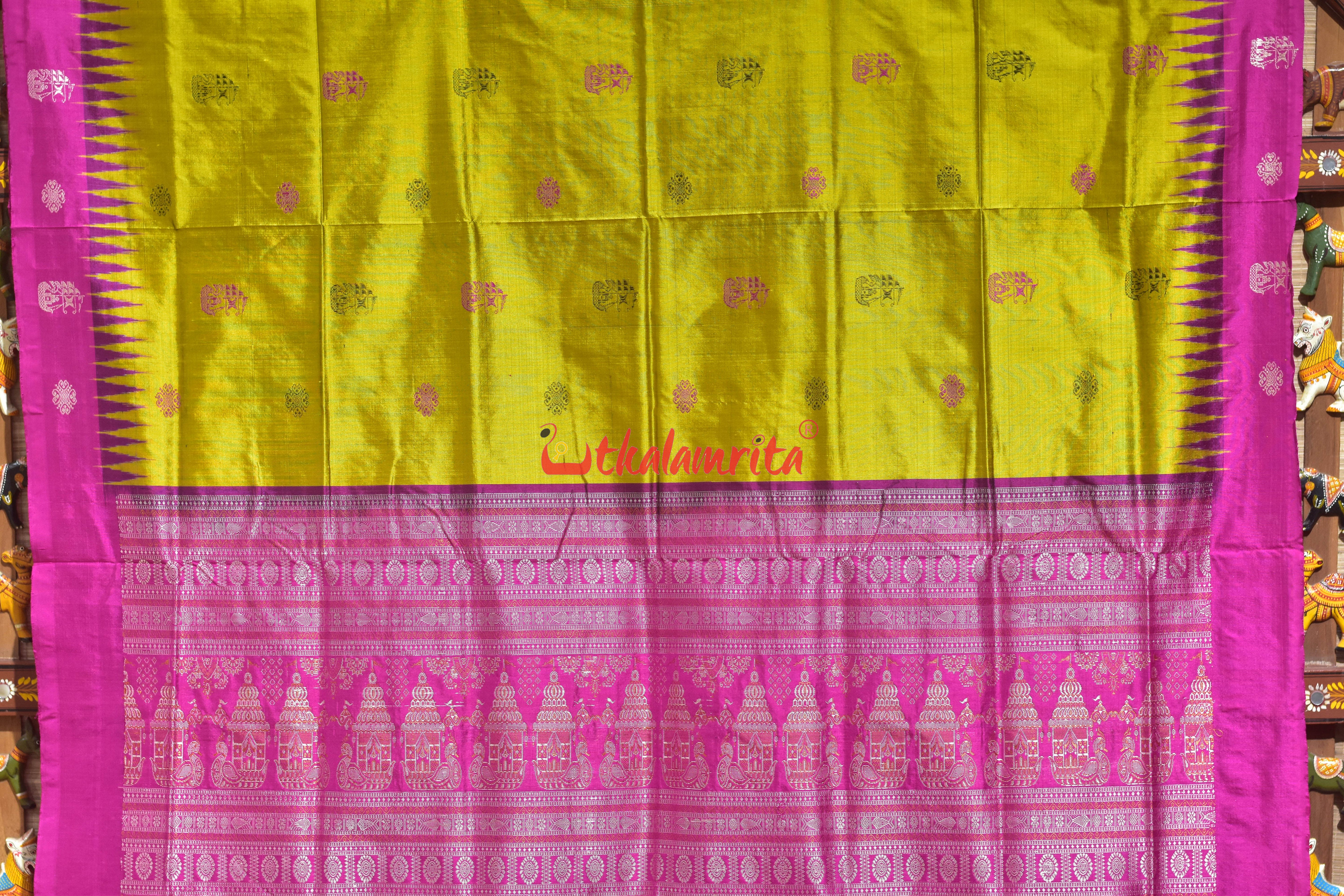 Boita Golden Rani Bomkai Silk Saree