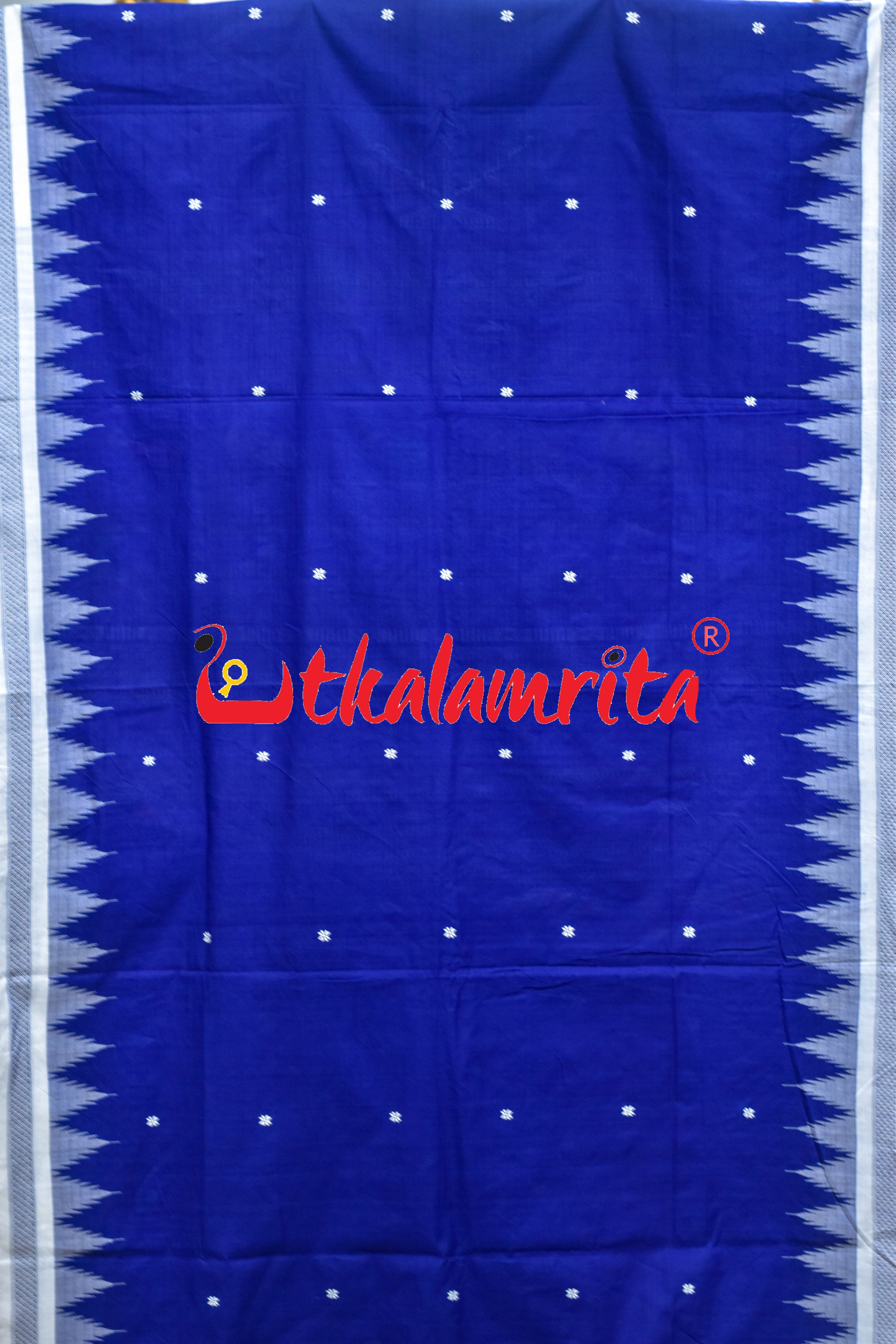 Blue White Original Ganjam Bomkai Cotton Saree