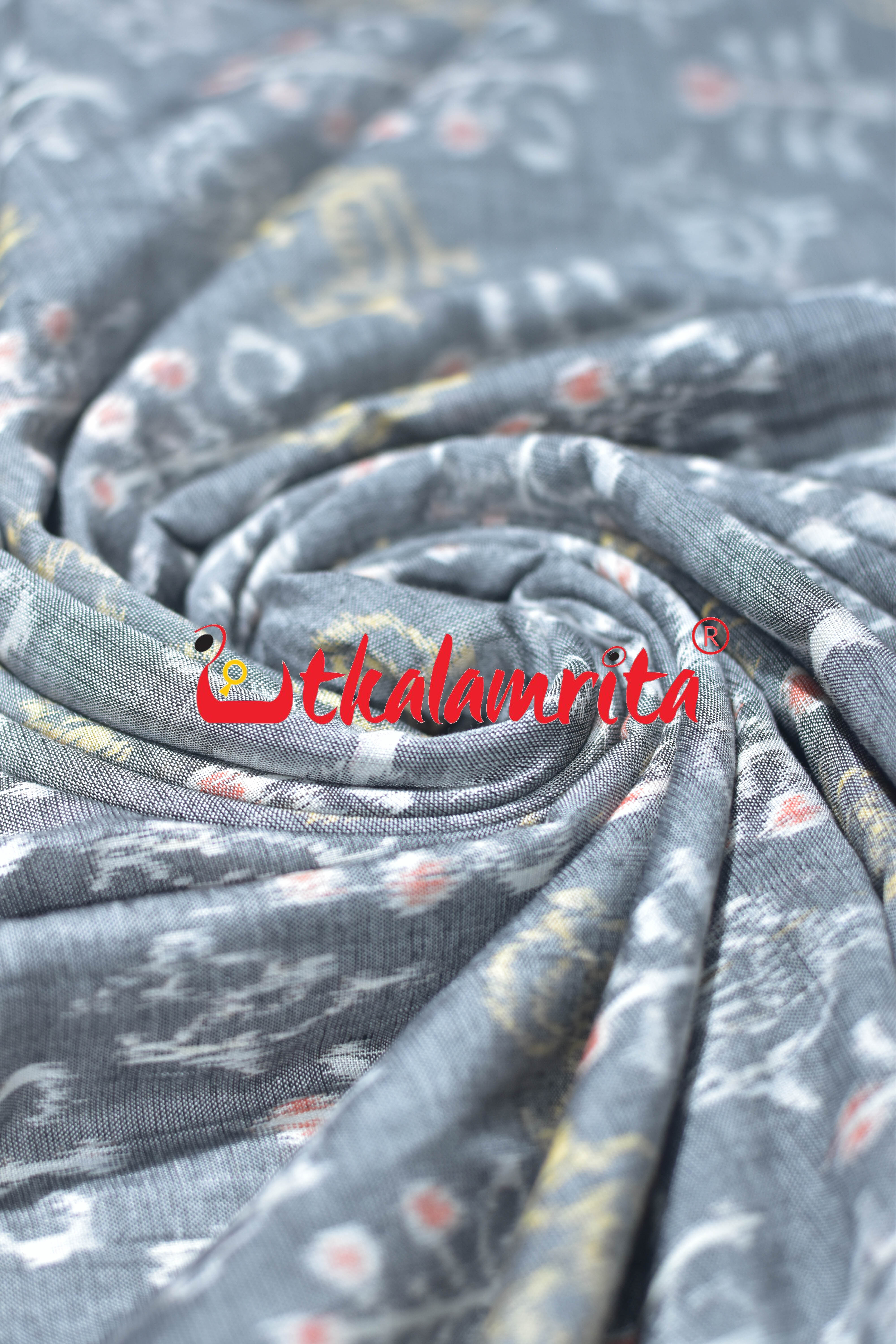 Grey Bird Tree Sambalpuri Cotton (Fabric)