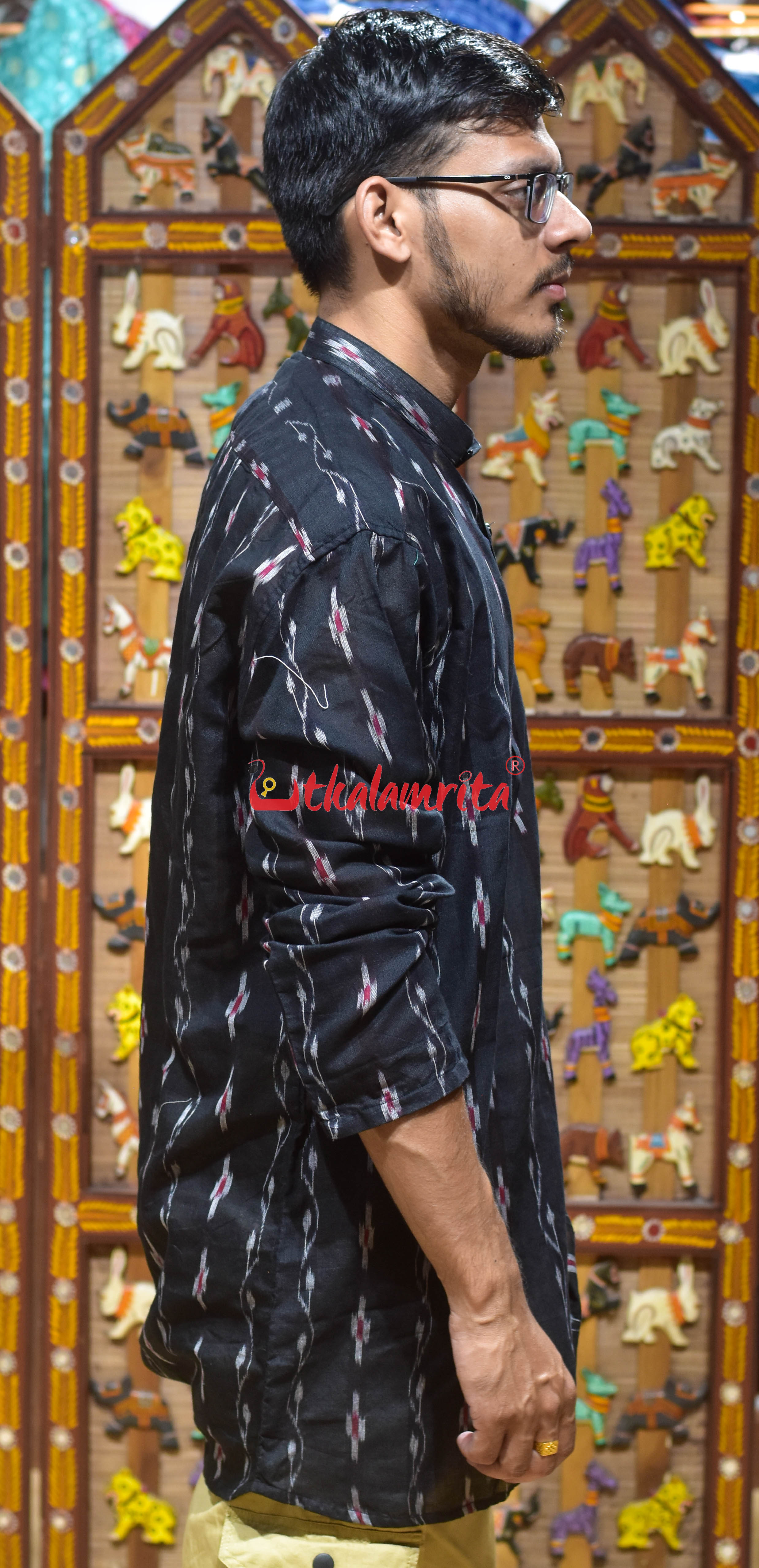 Black Lata Pasapali (Men's Short Kurta)
