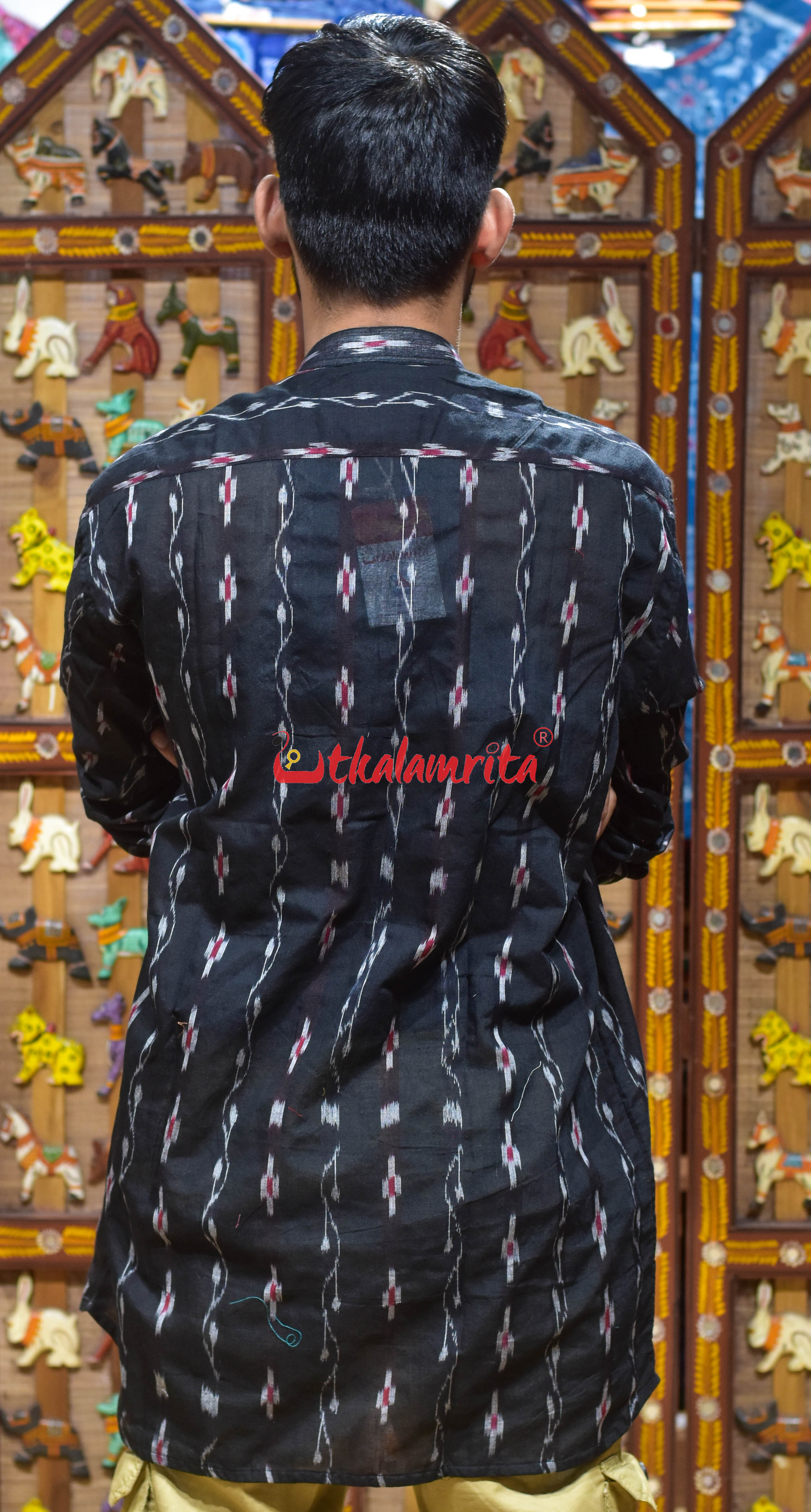 Black Lata Pasapali (Men's Short Kurta)