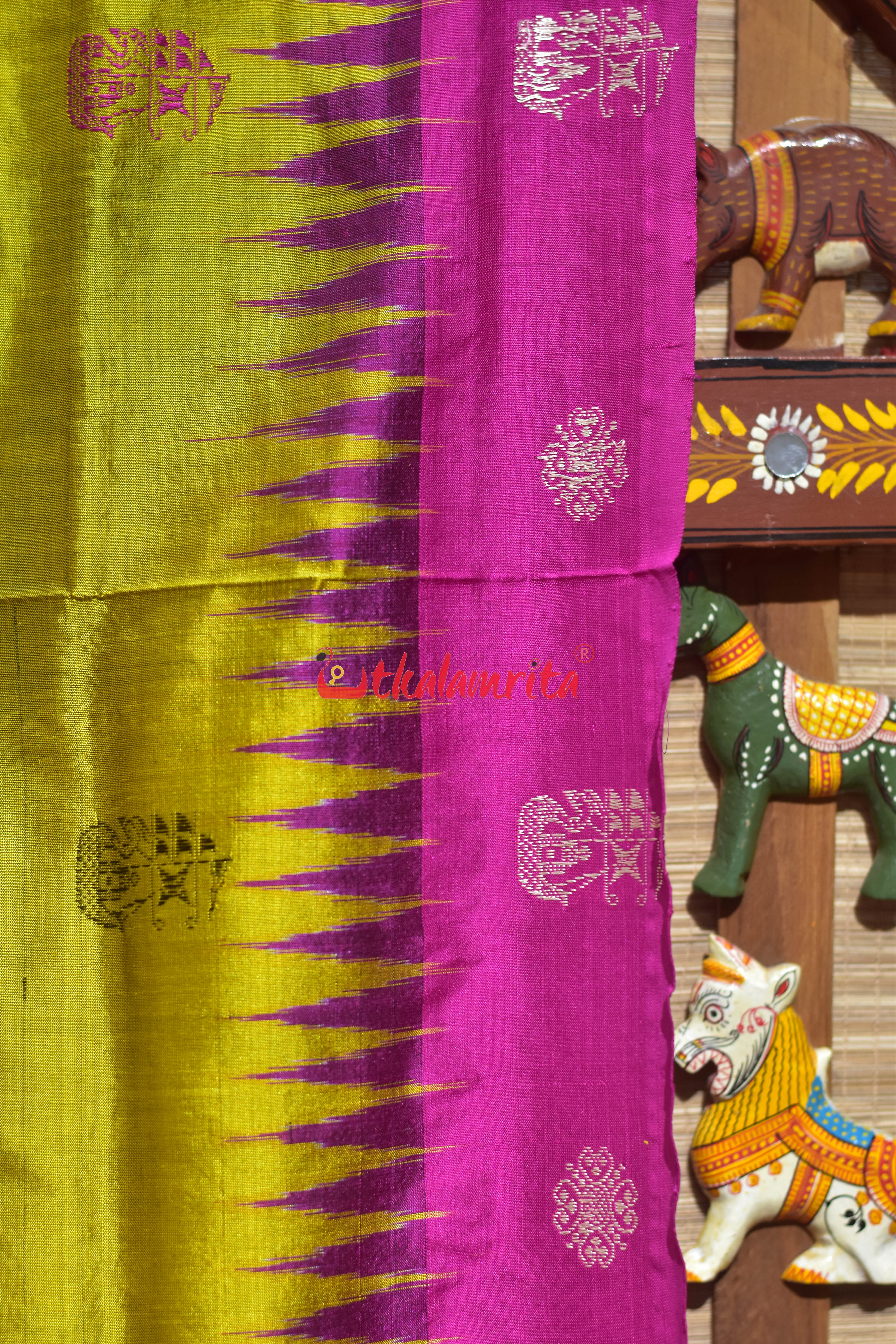 Boita Golden Rani Bomkai Silk Saree