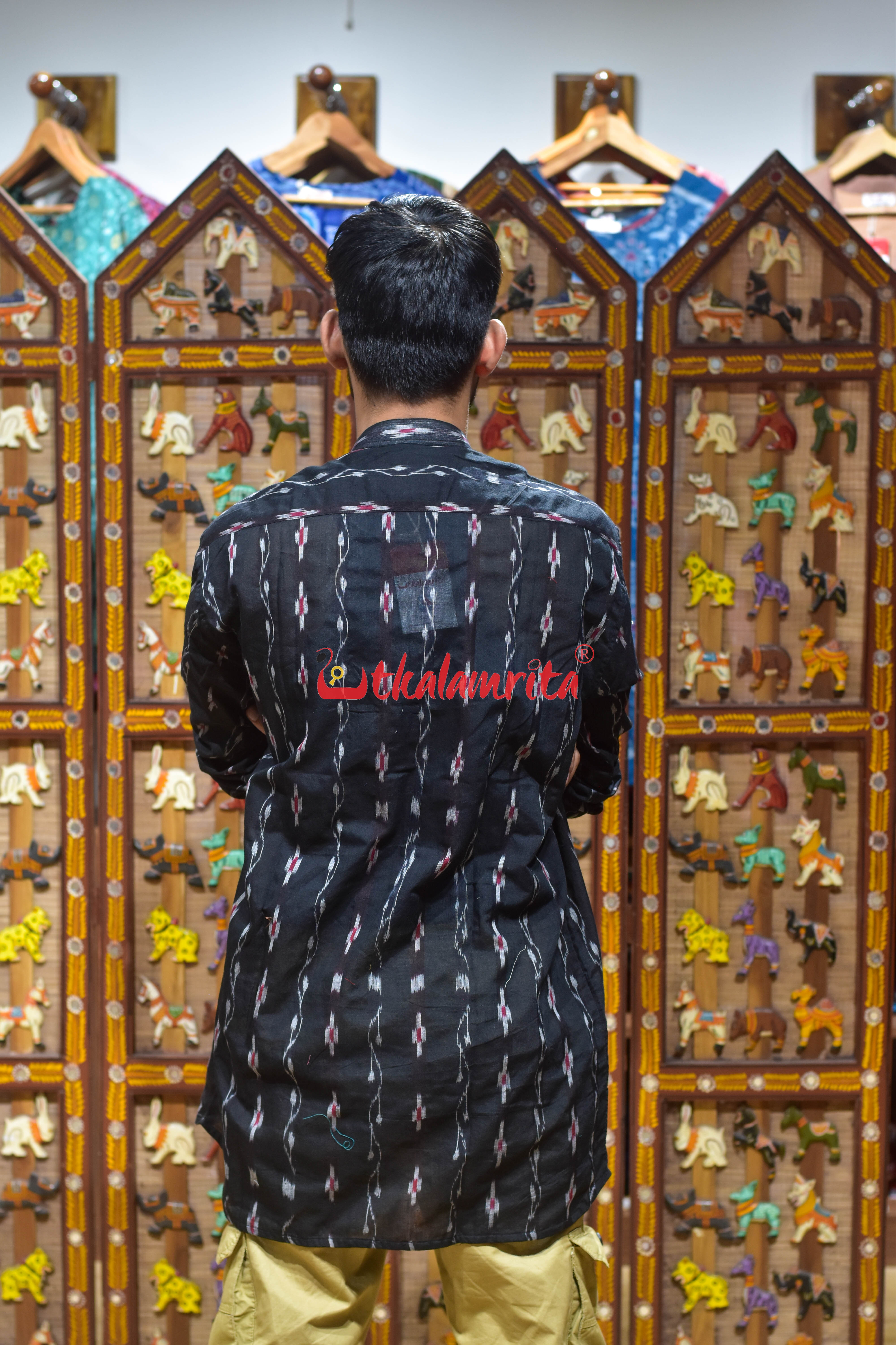 Black Lata Pasapali (Men's Short Kurta)