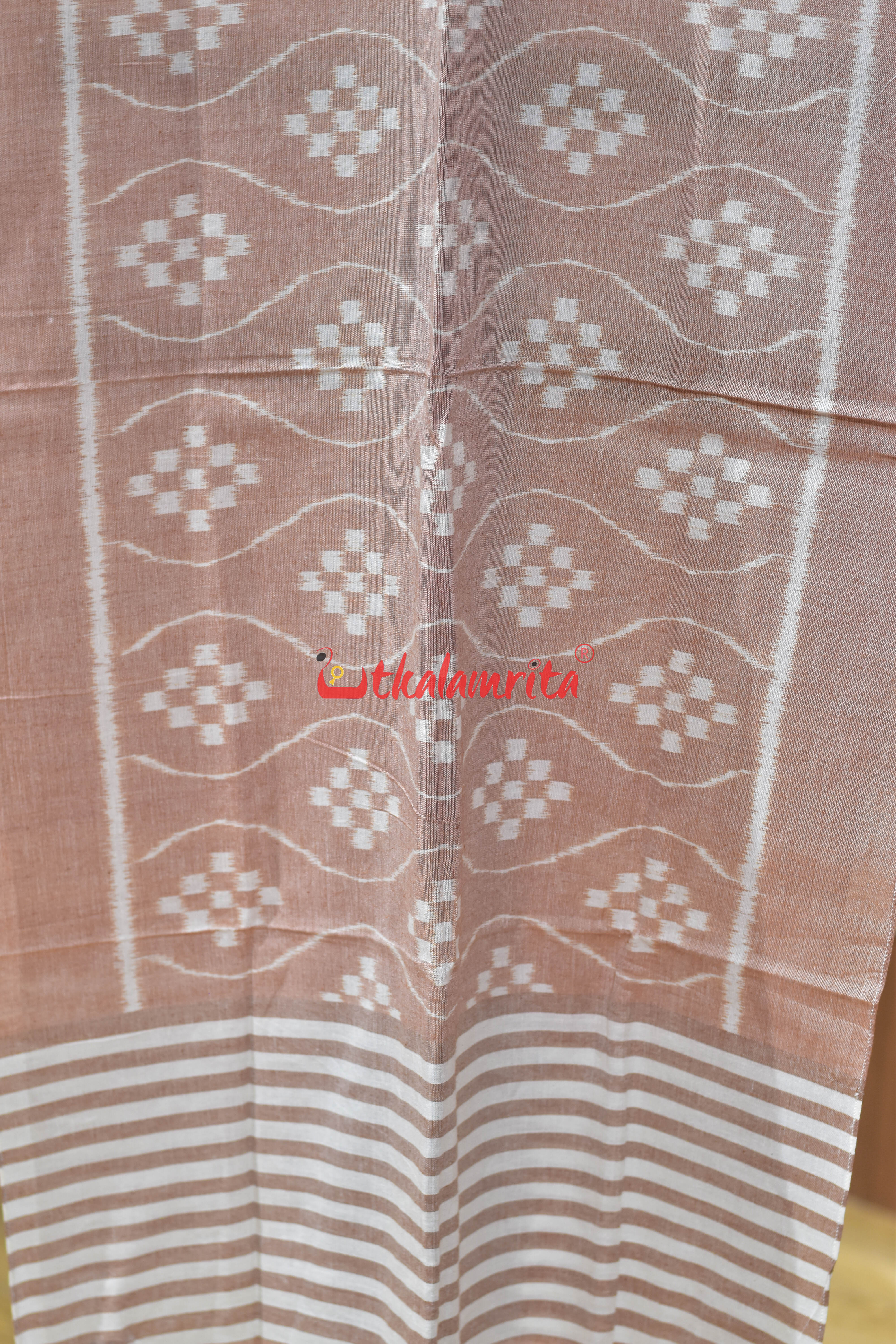 Peach Pasapali Waves Ikat Cotton (Stole)