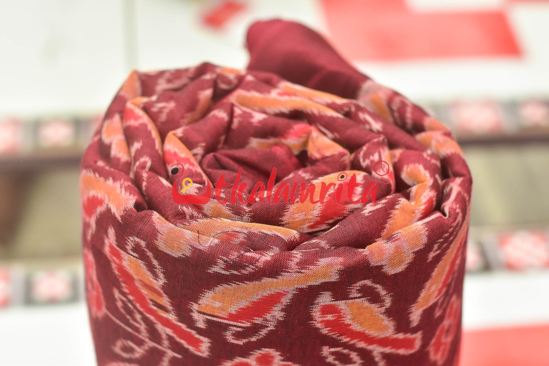 Orange Birds On Maroon (Fabric)