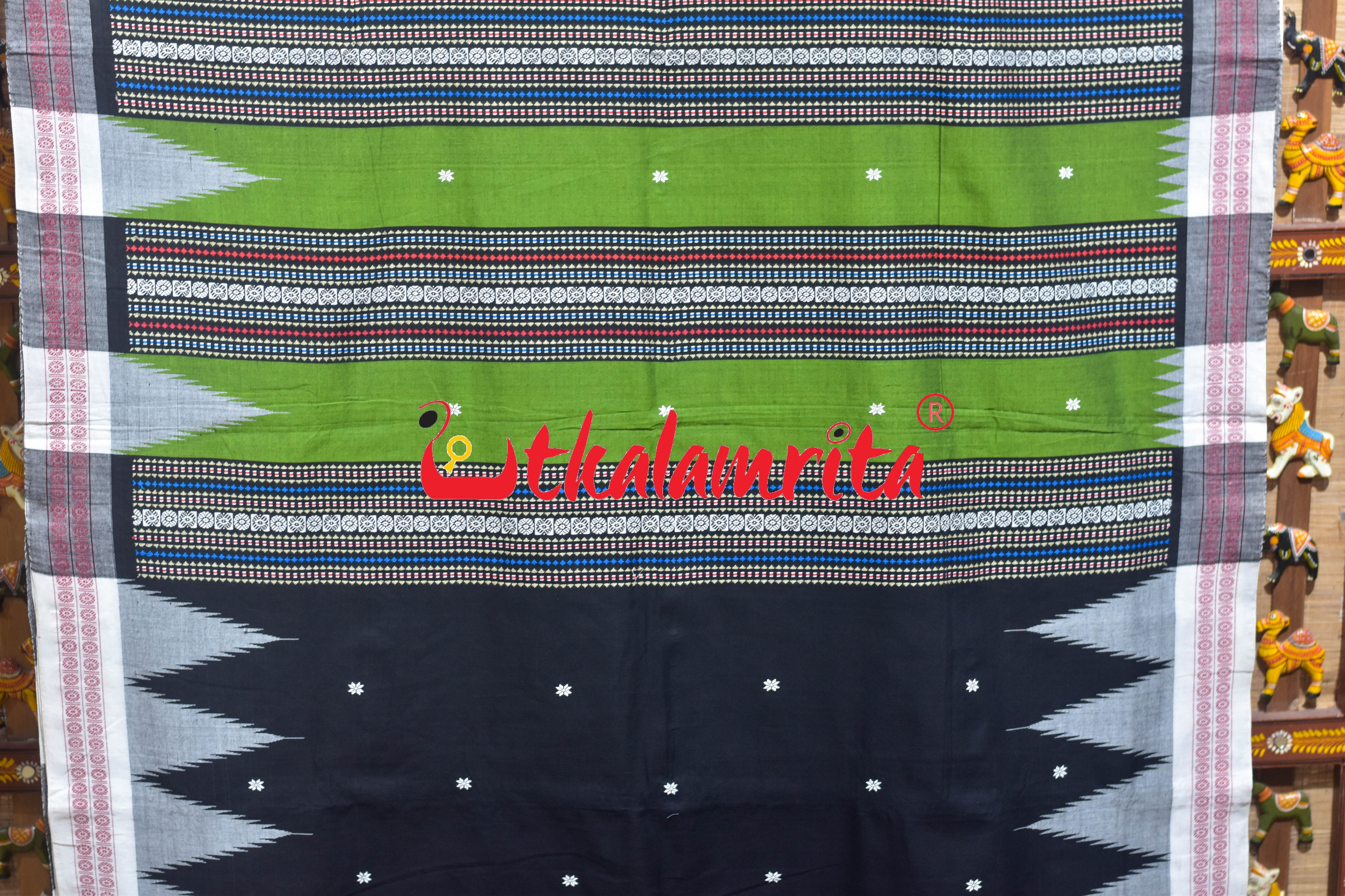 Black Green Original Ganjam Bomkai Lehenga Saree