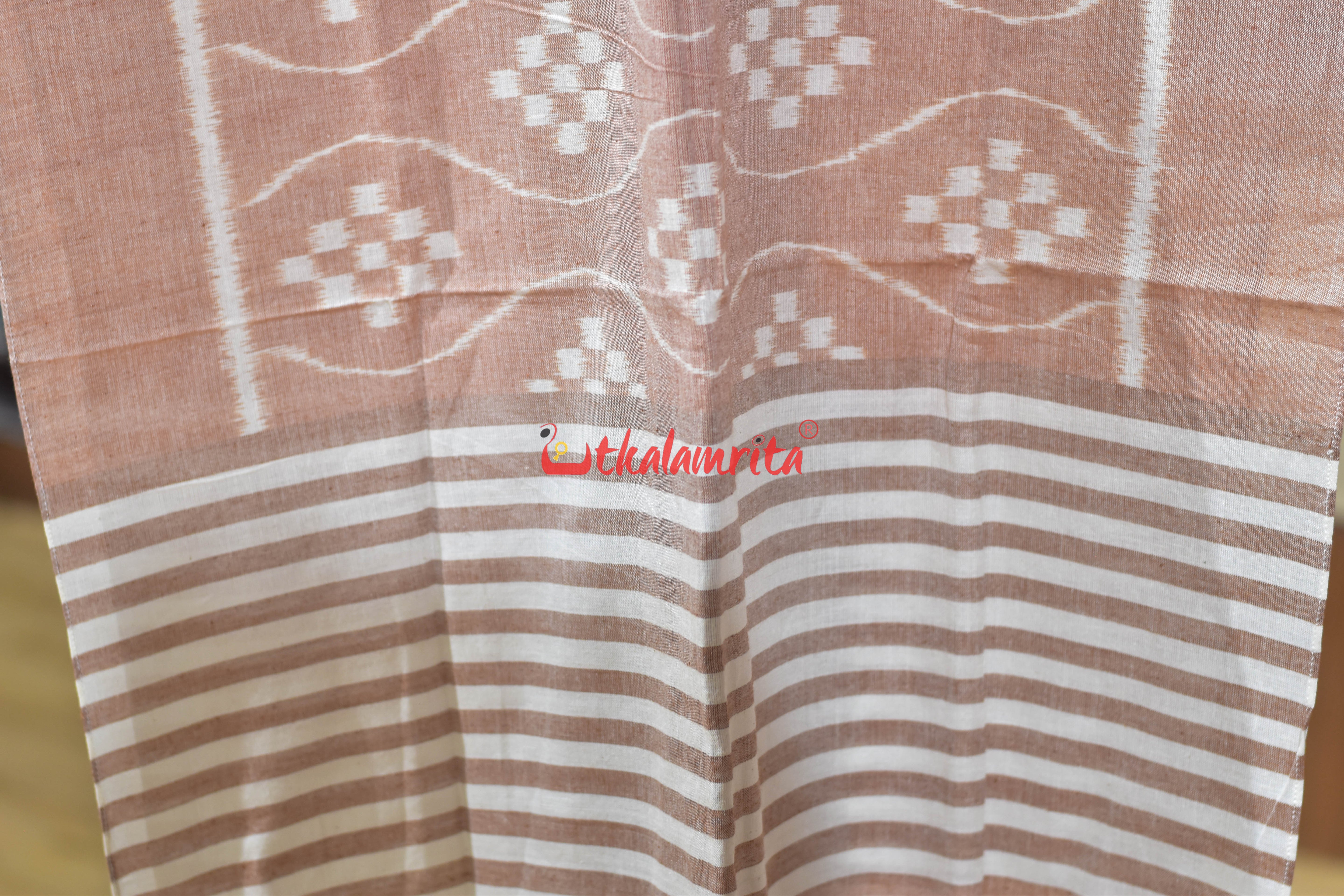 Peach Pasapali Waves Ikat Cotton (Stole)