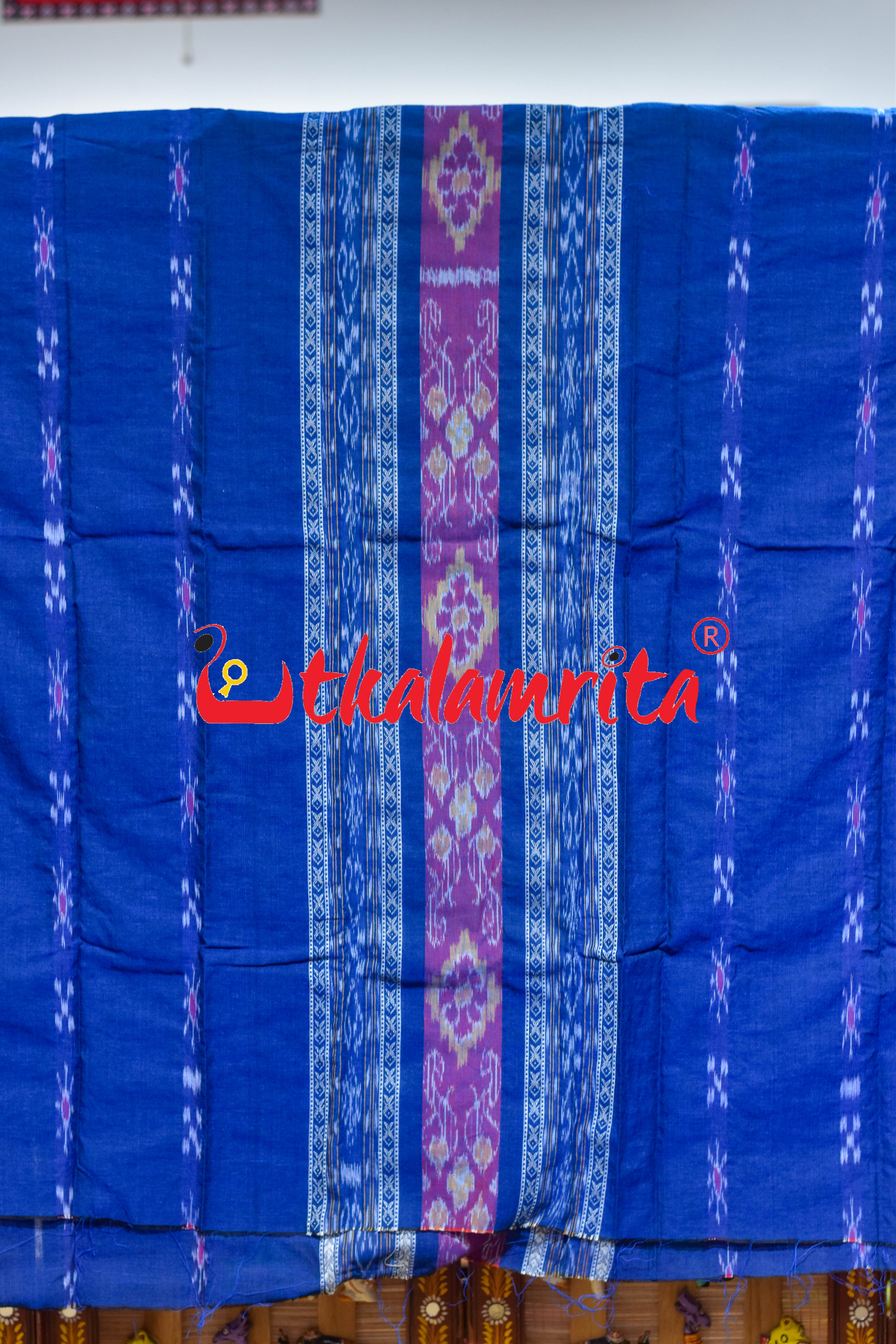 Blue Yellow Middle Design Kadha Pasapali Dress Set