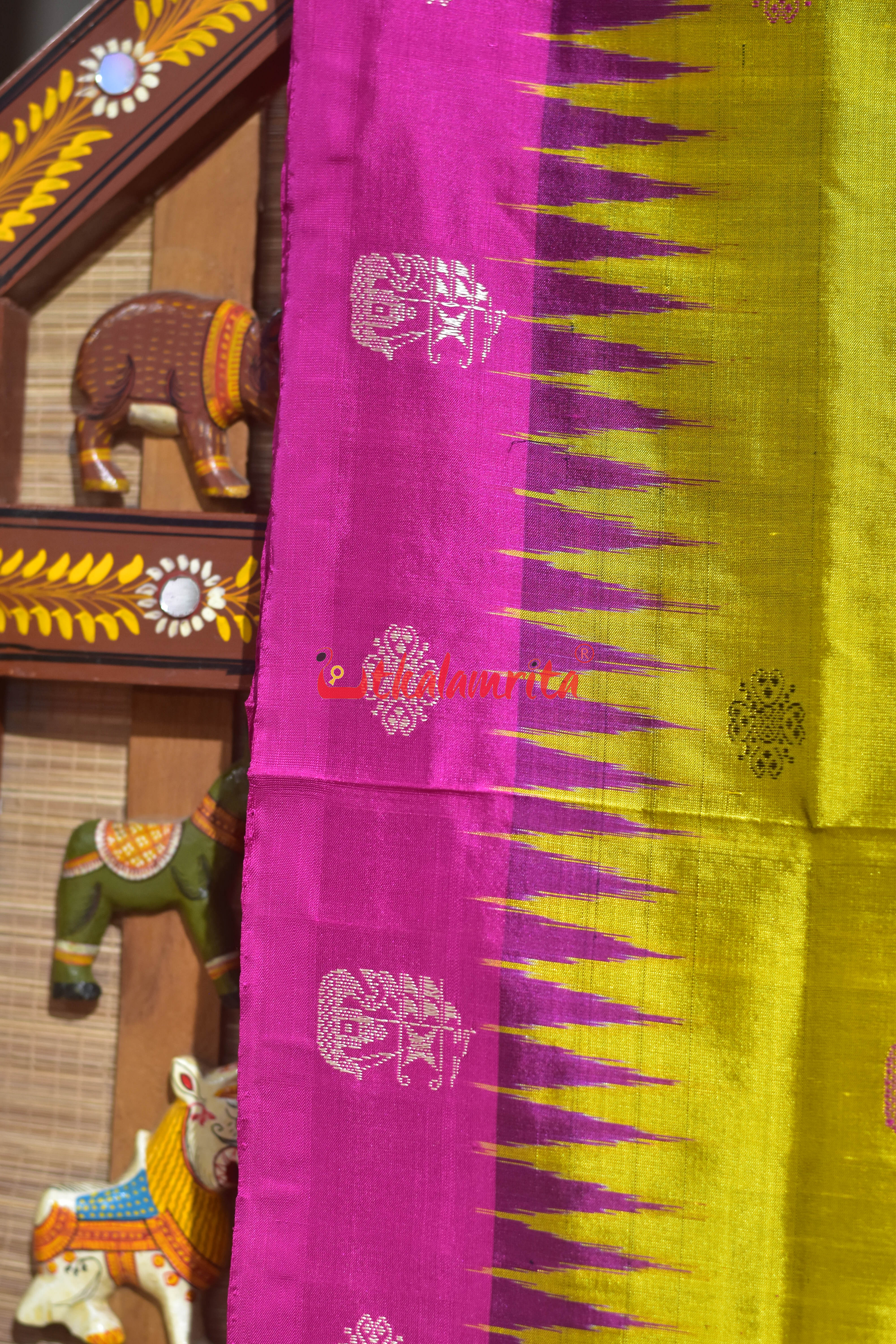 Boita Golden Rani Bomkai Silk Saree