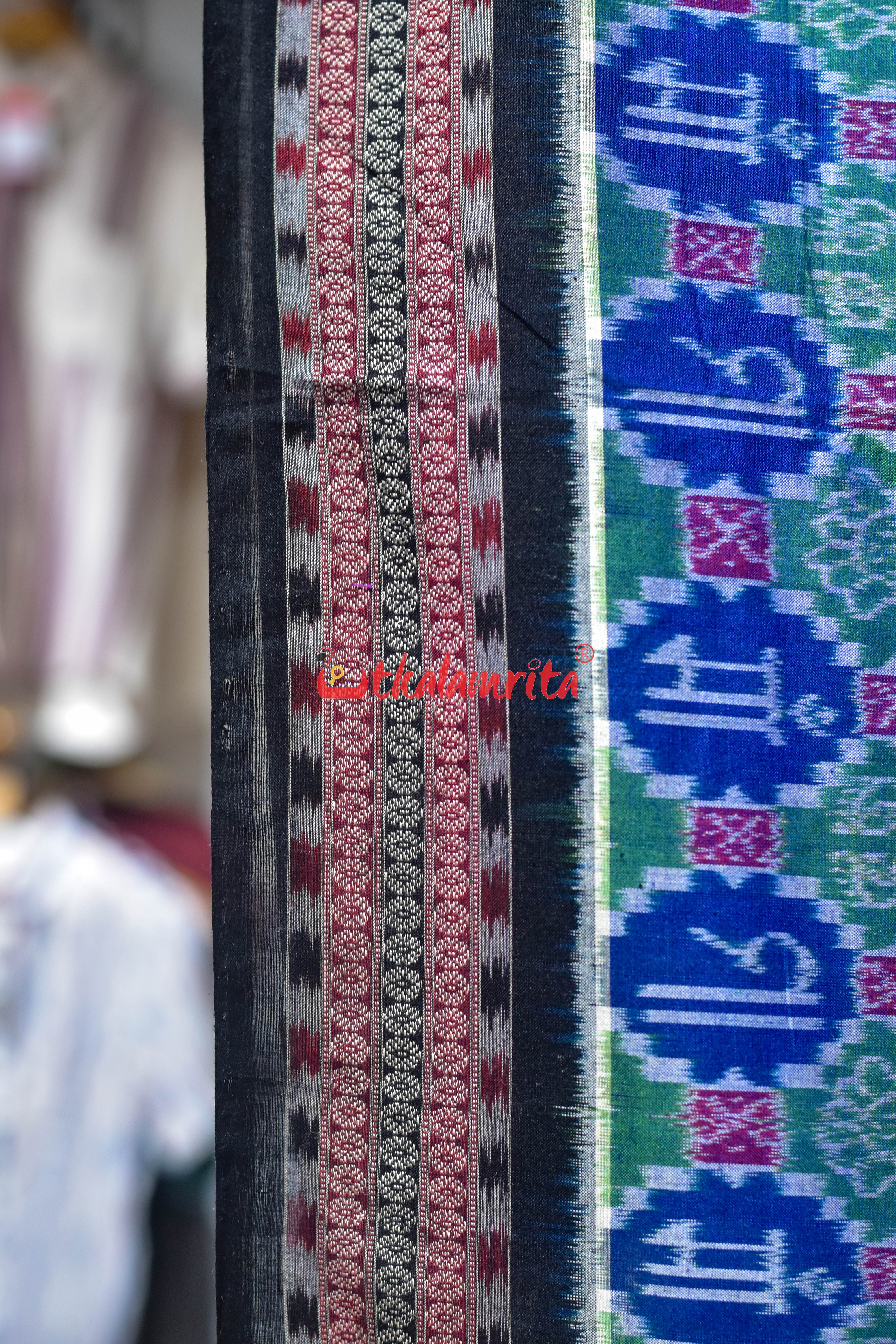 Teal Blue Maa Sambalpuri Cotton Saree