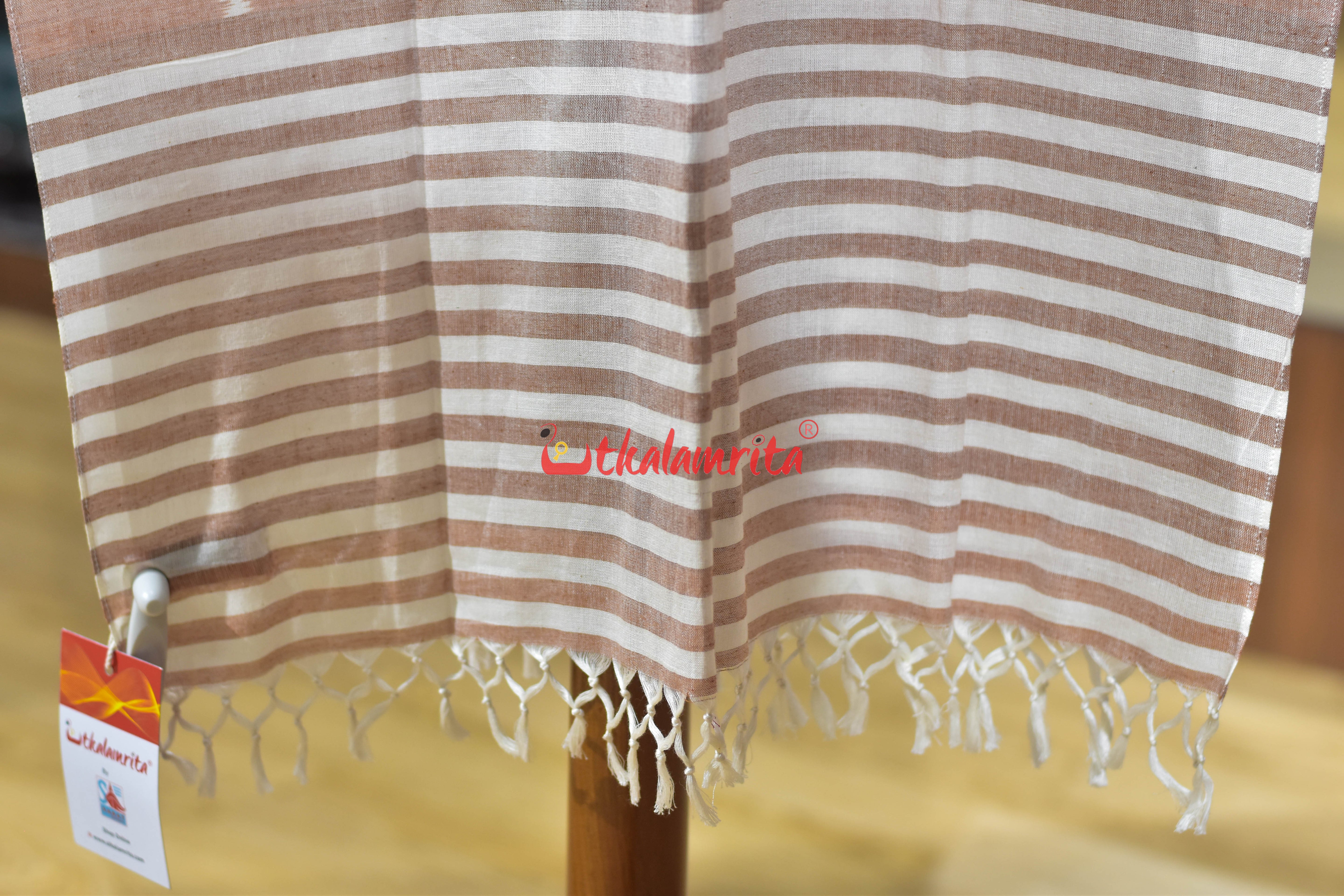 Peach Pasapali Waves Ikat Cotton (Stole)