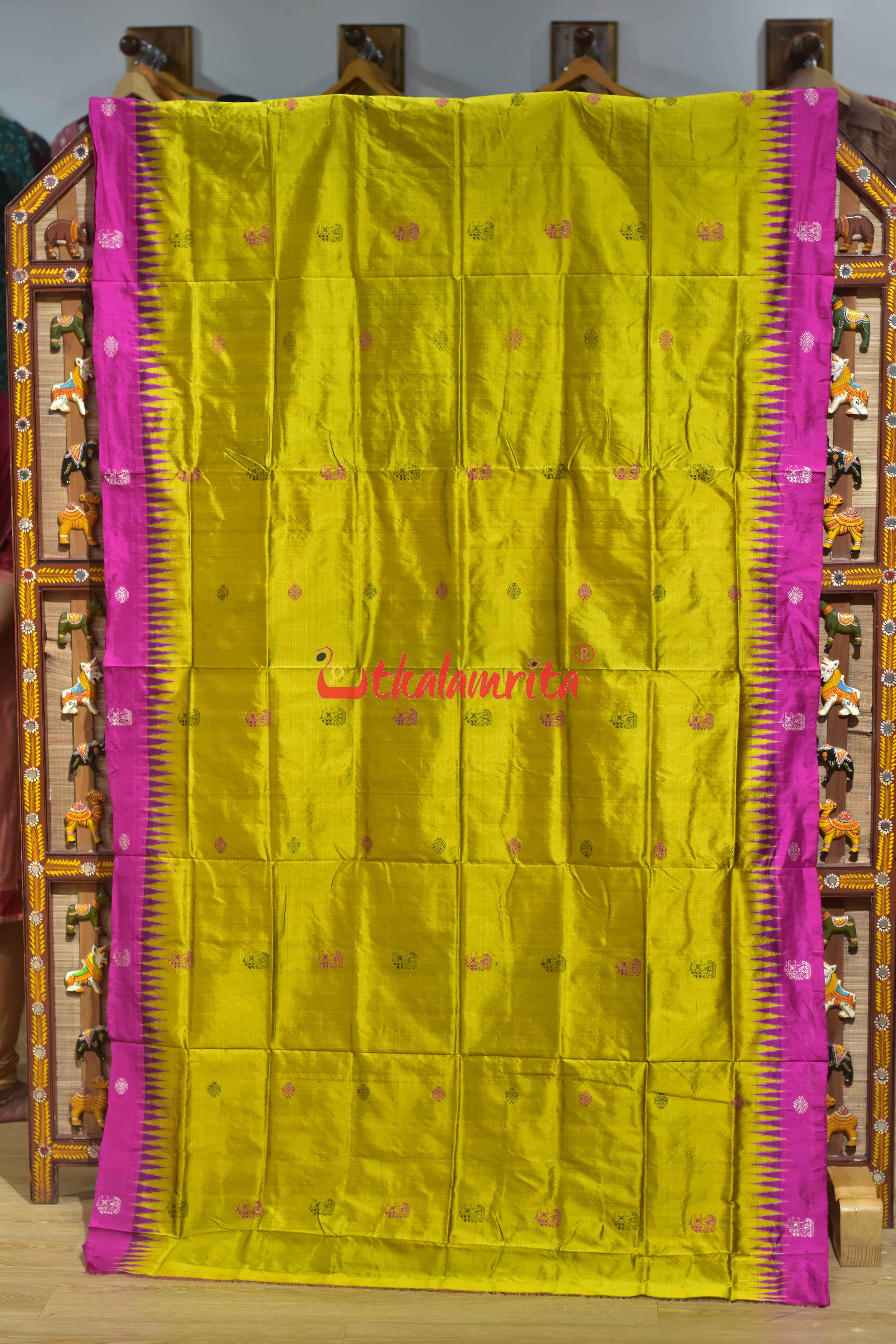 Boita Golden Rani Bomkai Silk Saree