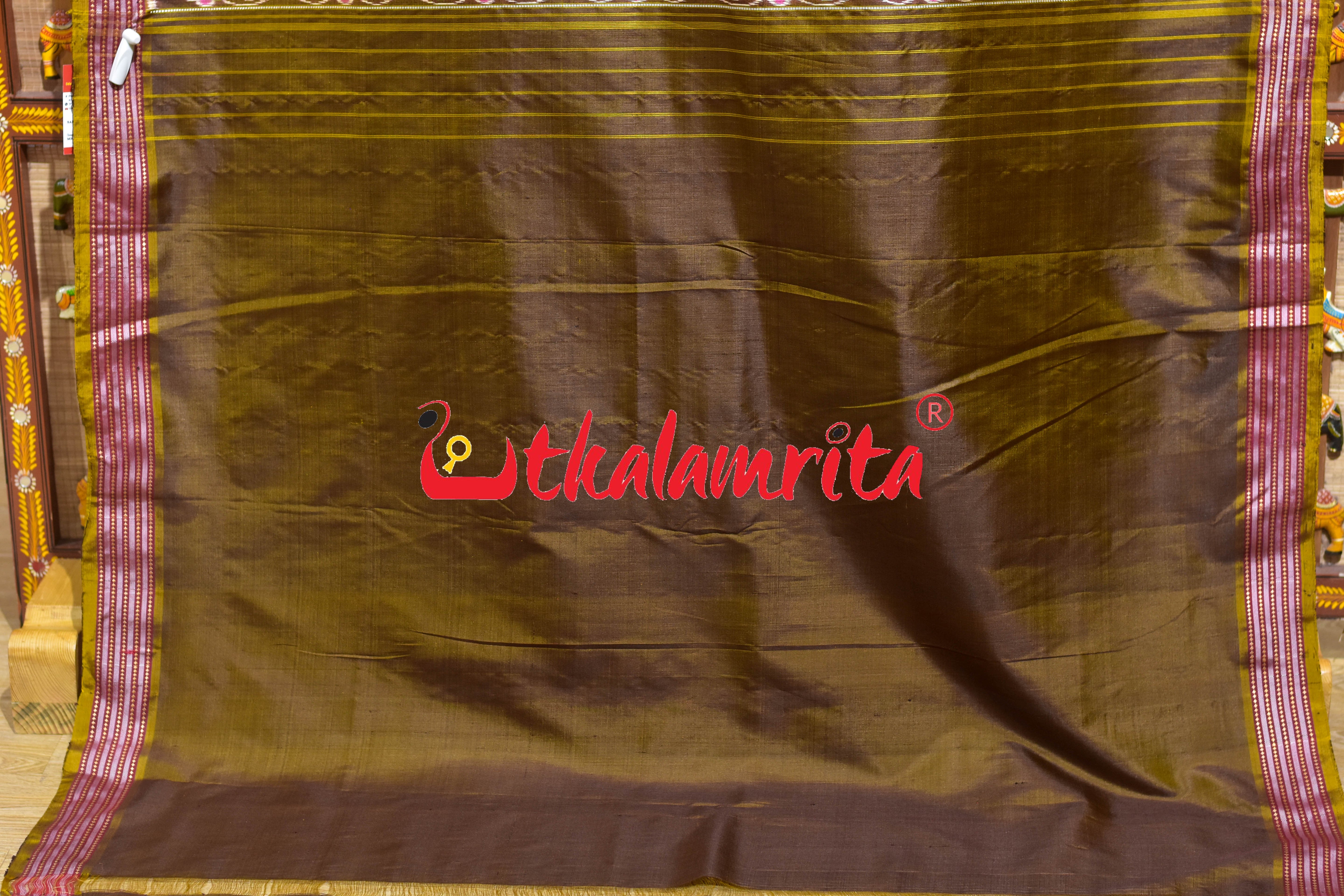 Chungudia Daali Golden Maroon Khandua Silk Saree