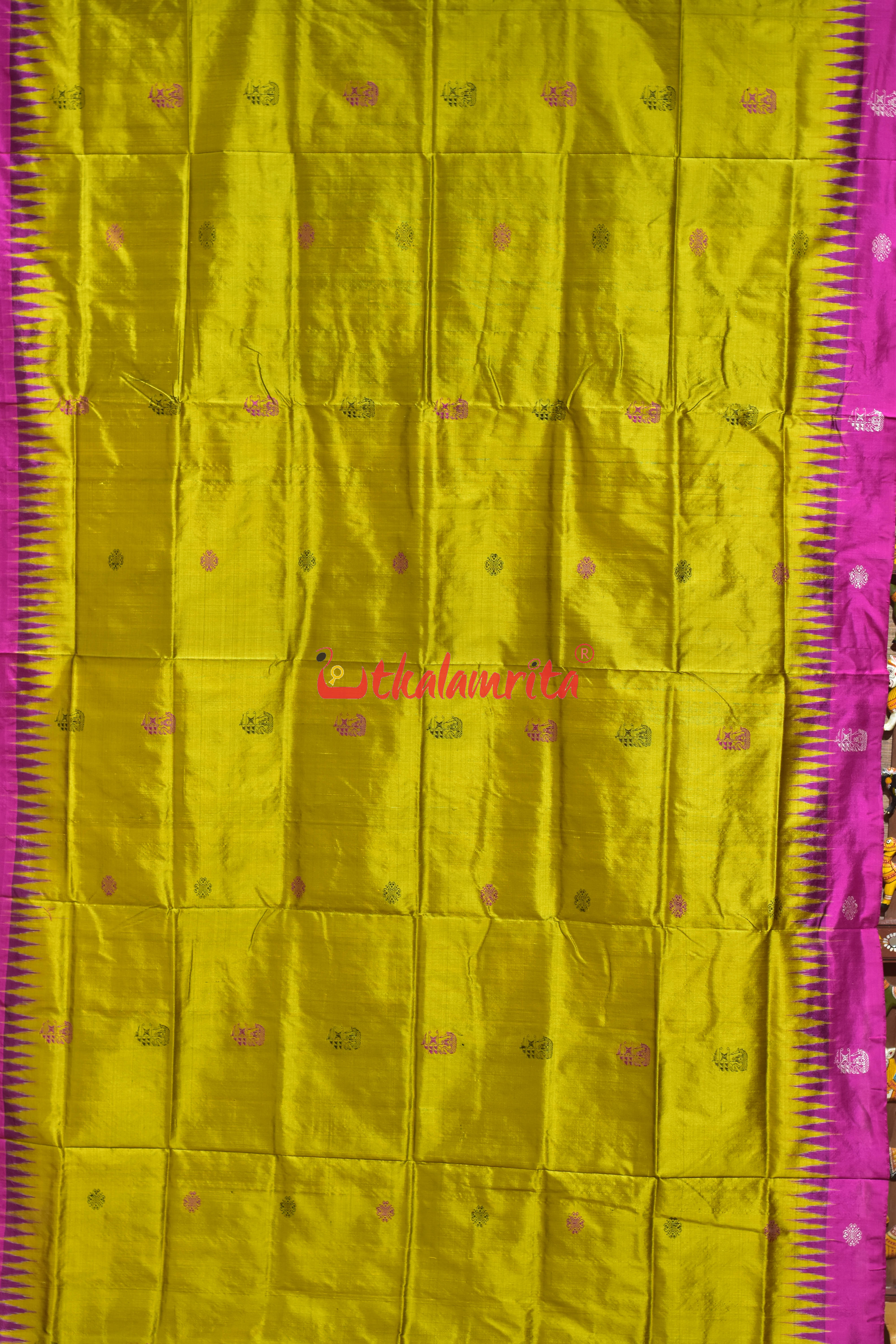 Boita Golden Rani Bomkai Silk Saree