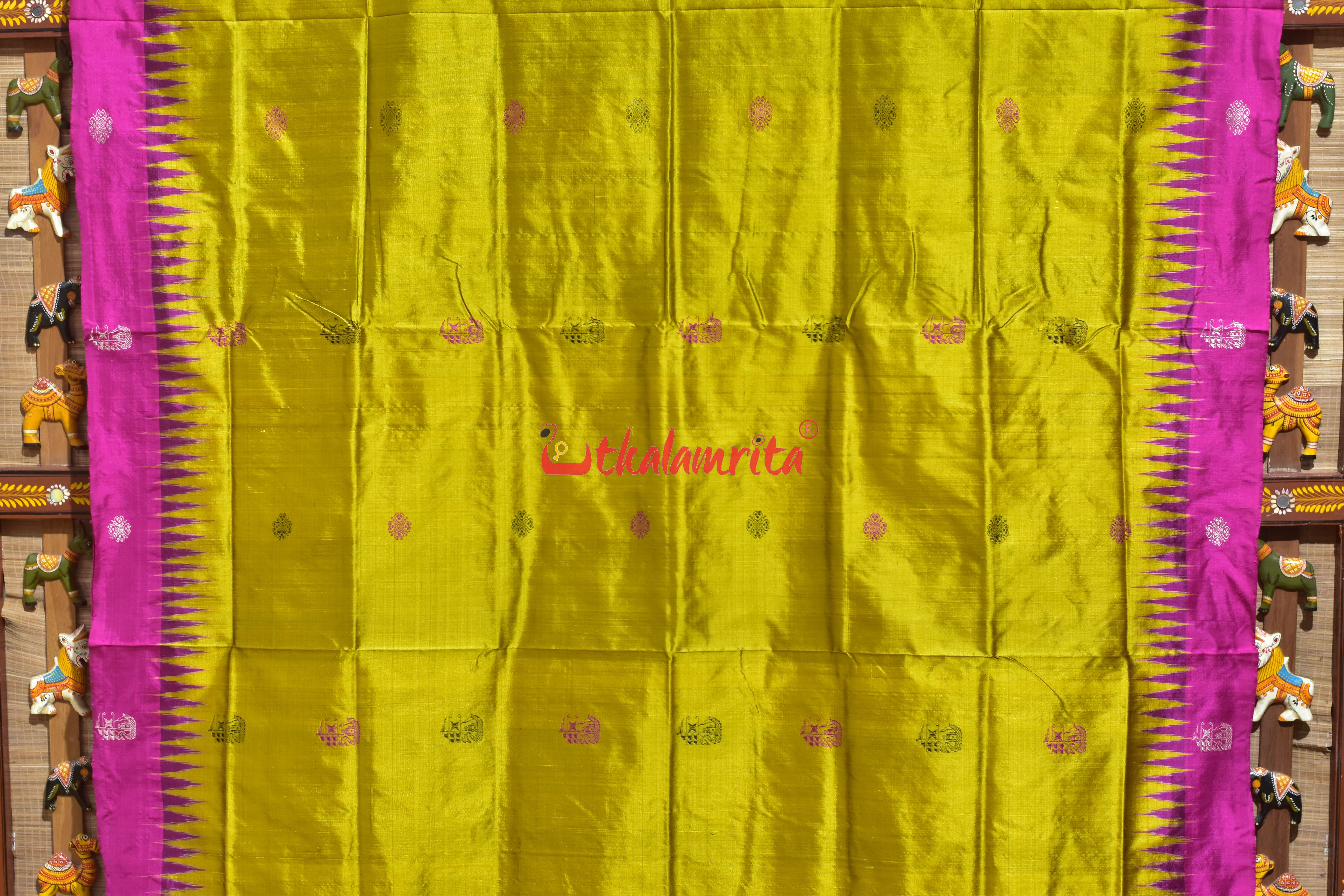 Boita Golden Rani Bomkai Silk Saree