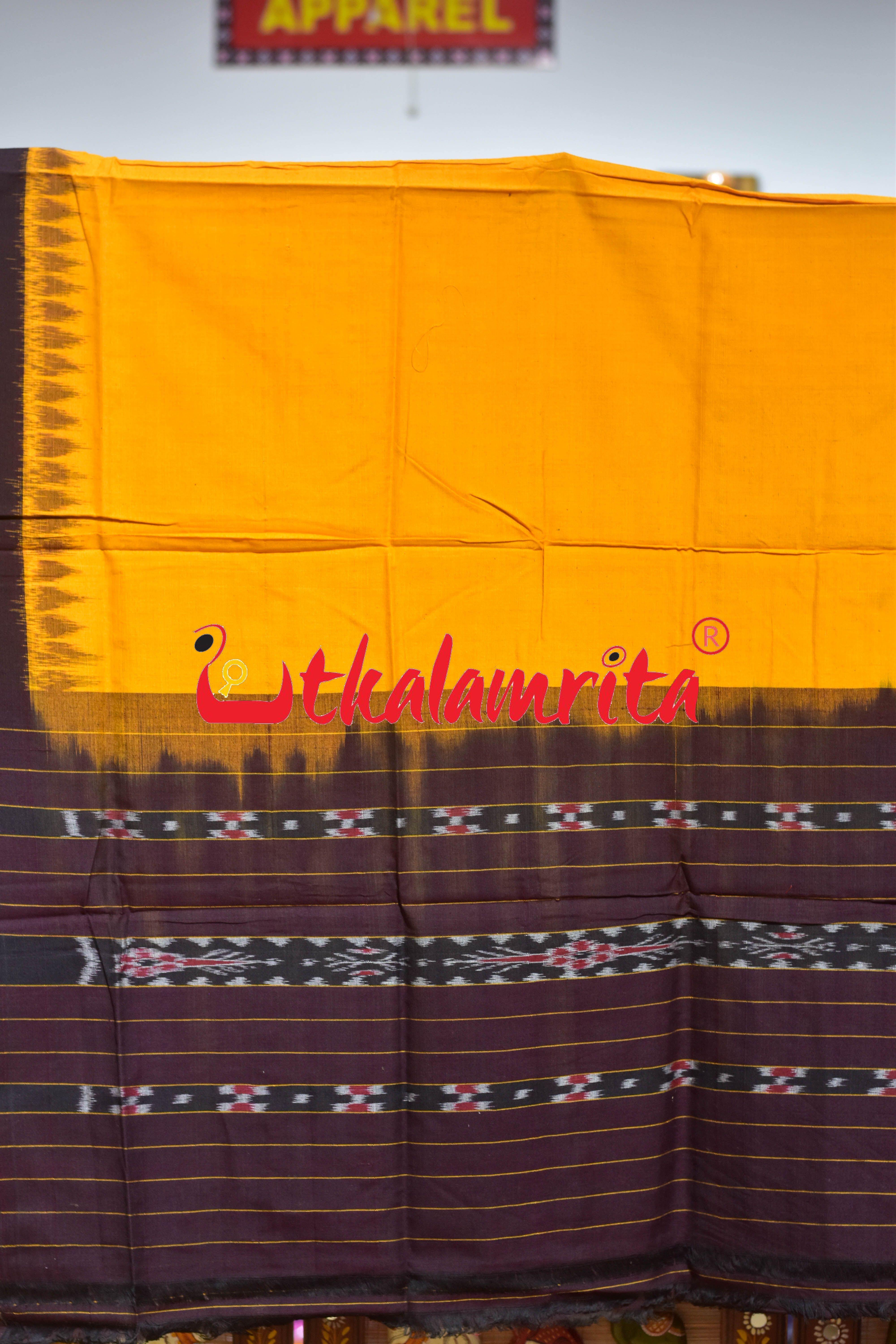 Coffee Yellow Pasapali and Kadha Dress Set