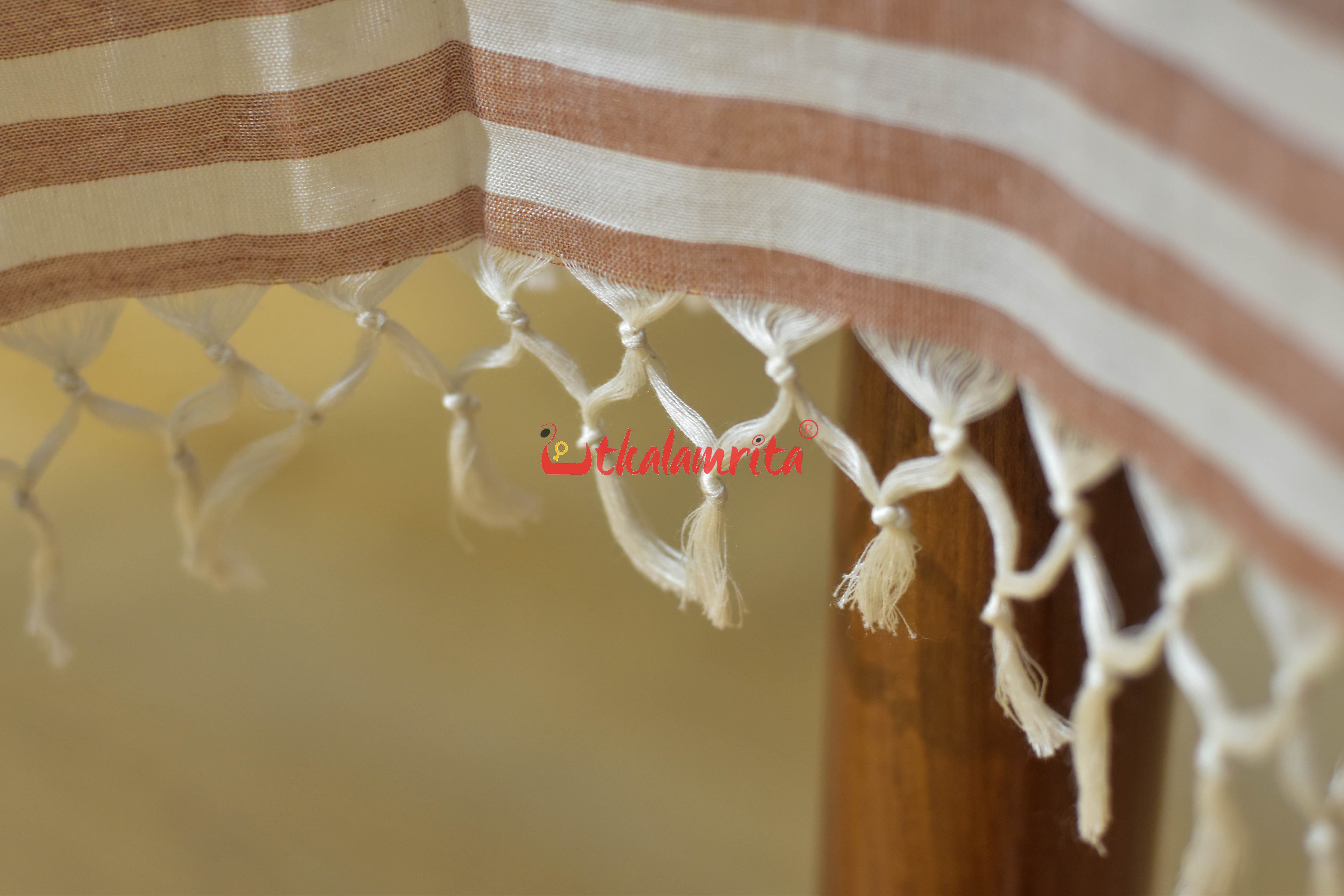Peach Pasapali Waves Ikat Cotton (Stole)
