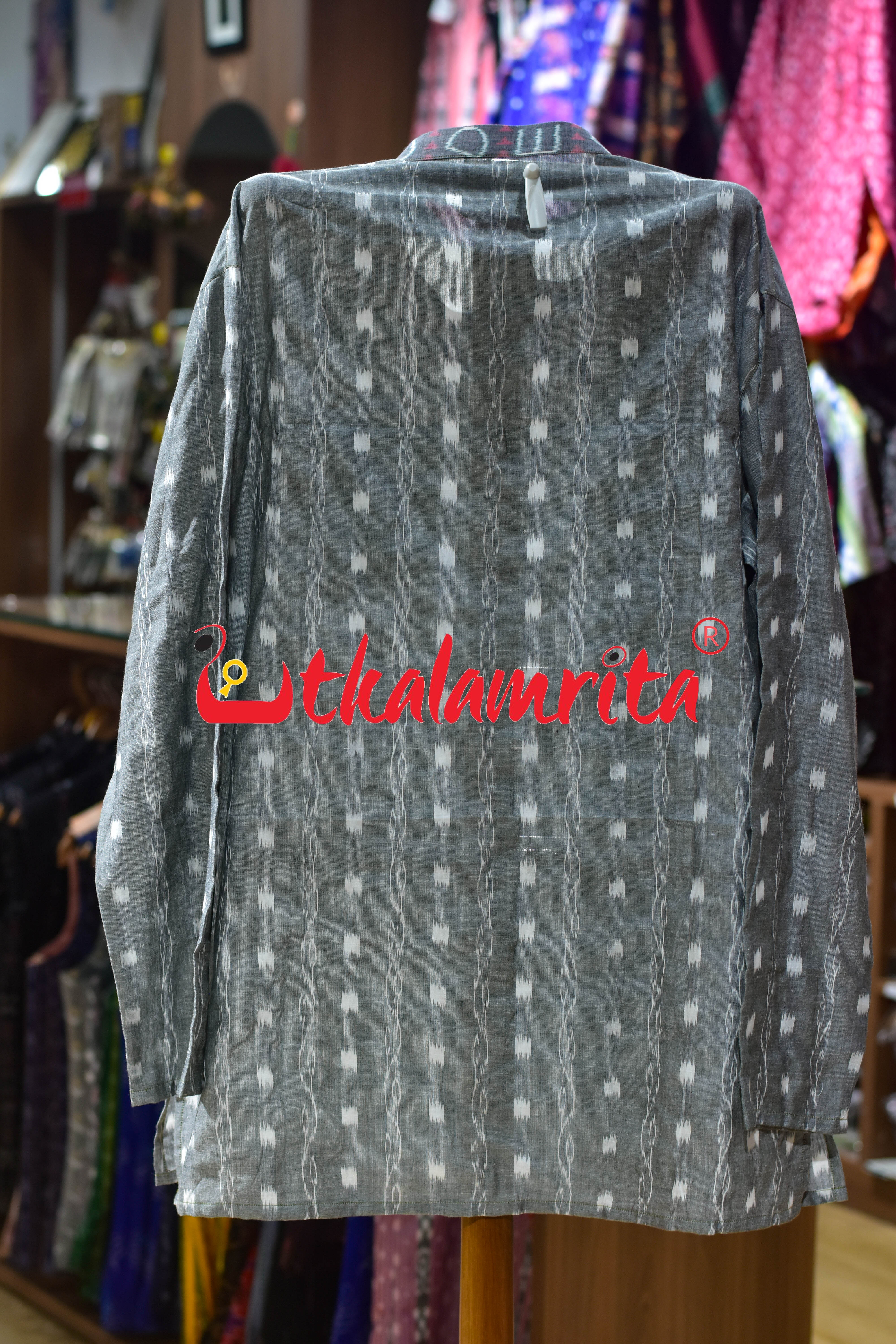 Grey Tipa Mala English Letters (Men's Short Kurta)