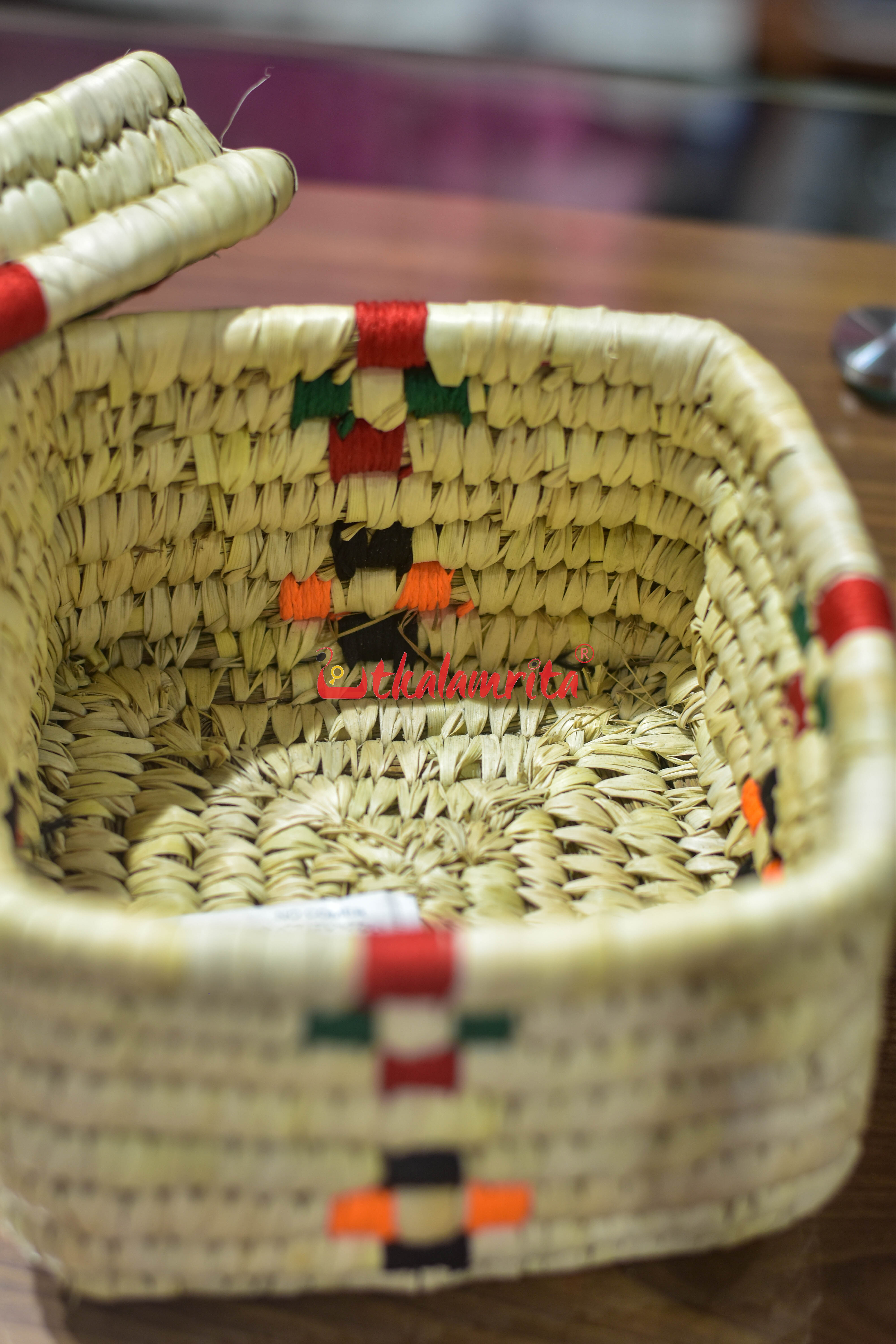 Square Sabai Grass Box Binding with Lid & Knob