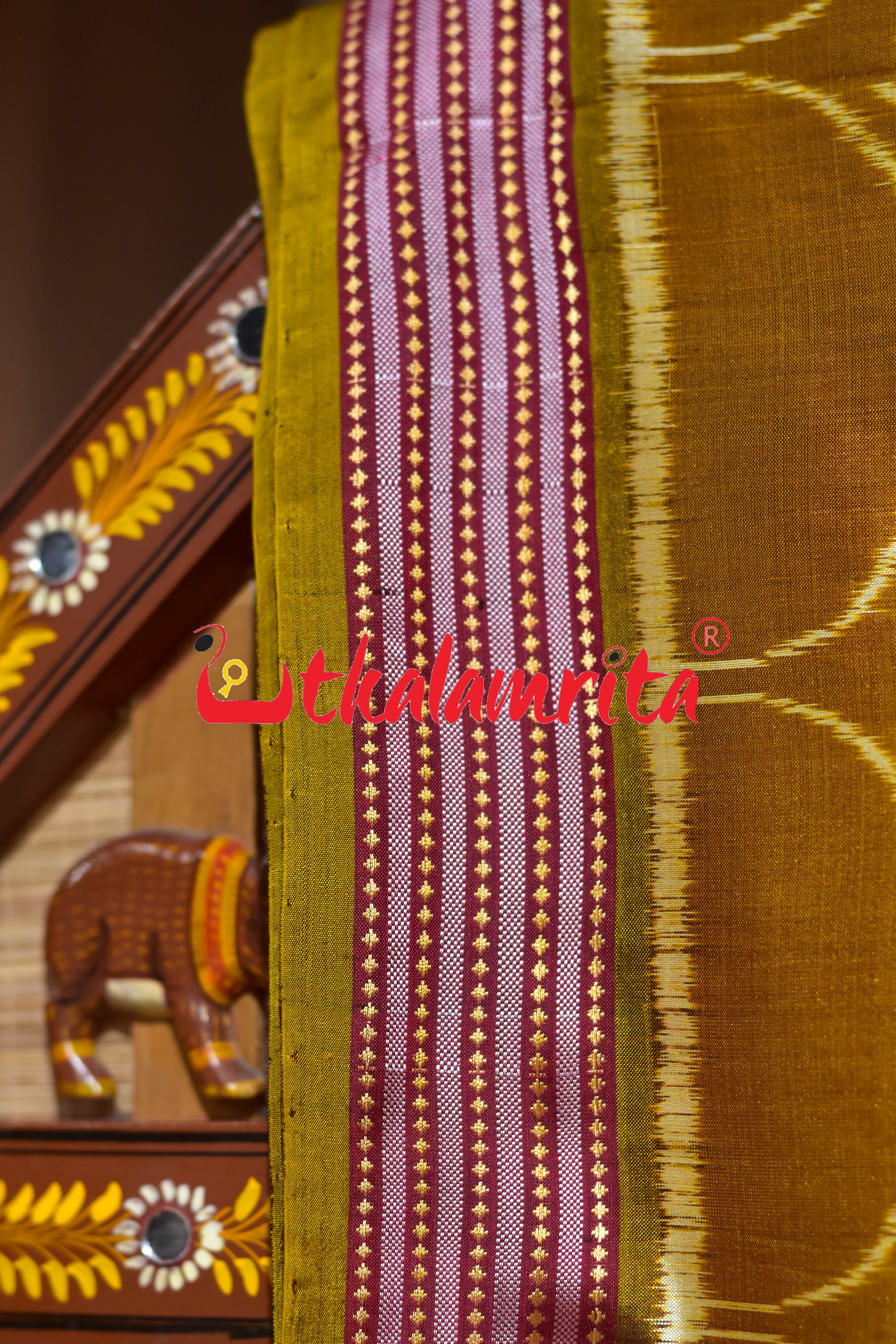 Chungudia Daali Golden Maroon Khandua Silk Saree