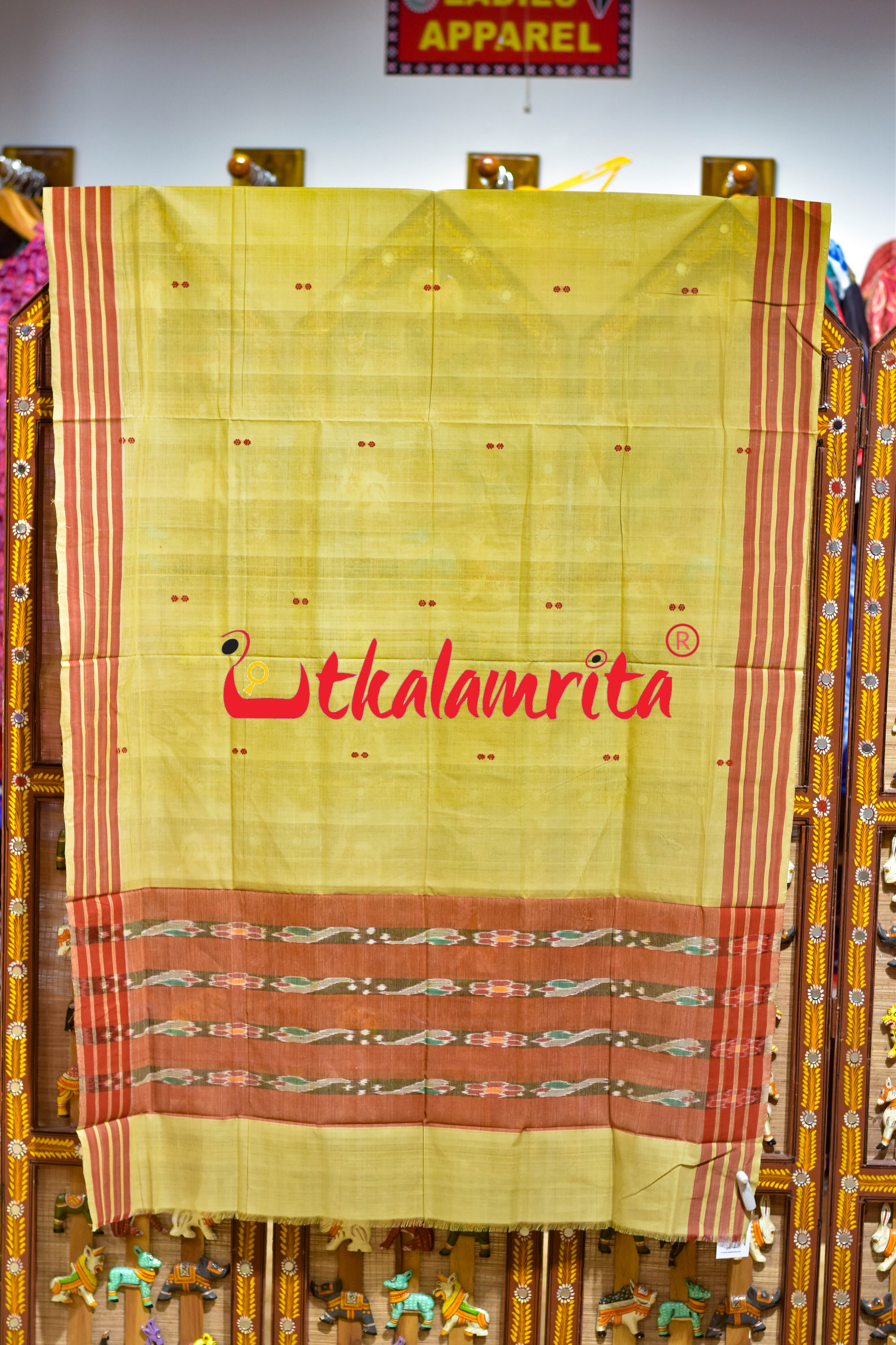 Tussarite Rust Pittala Single Cotton (Dupatta)
