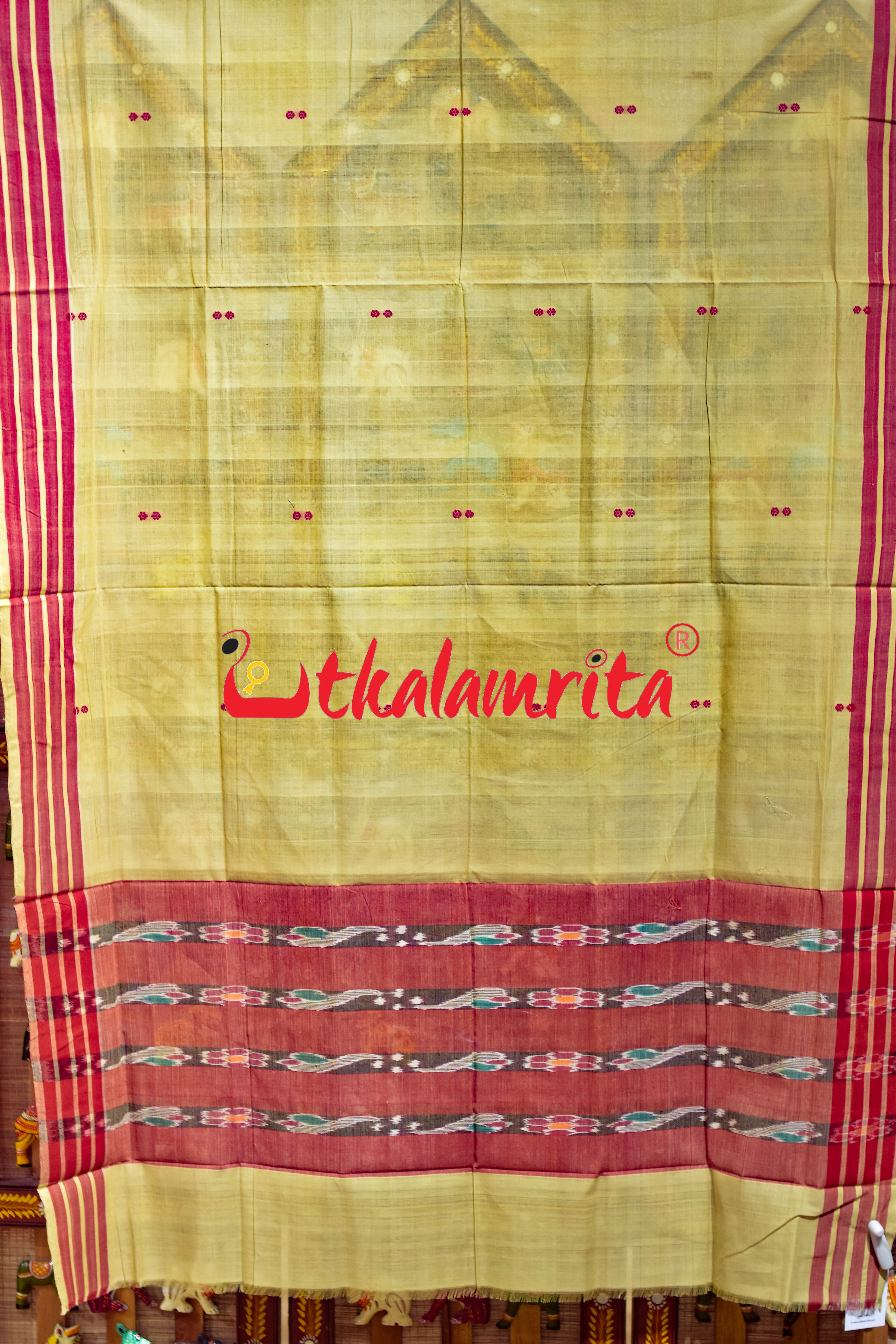 Tussarite Rust Pittala Single Cotton (Dupatta)