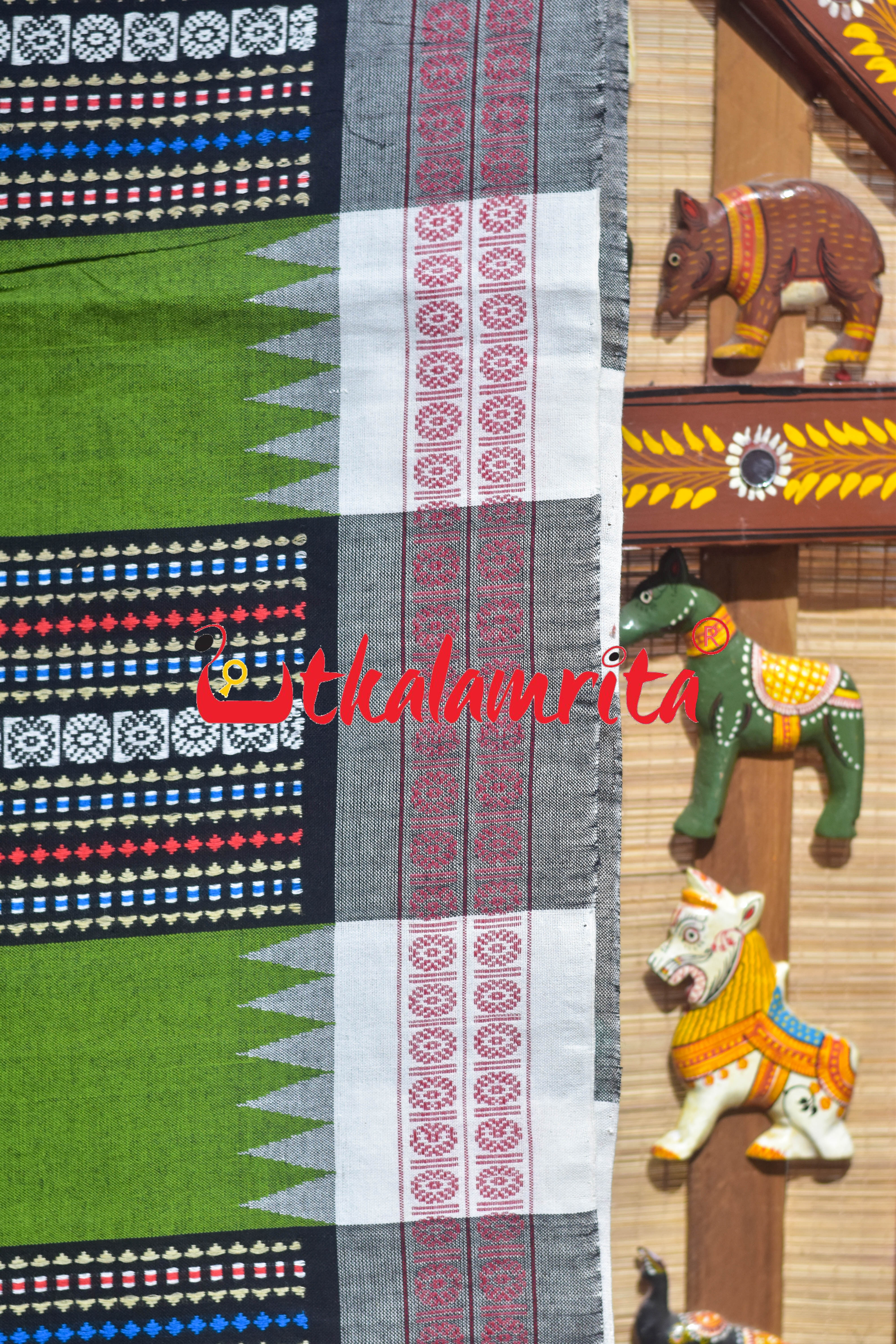 Black Green Original Ganjam Bomkai Lehenga Saree