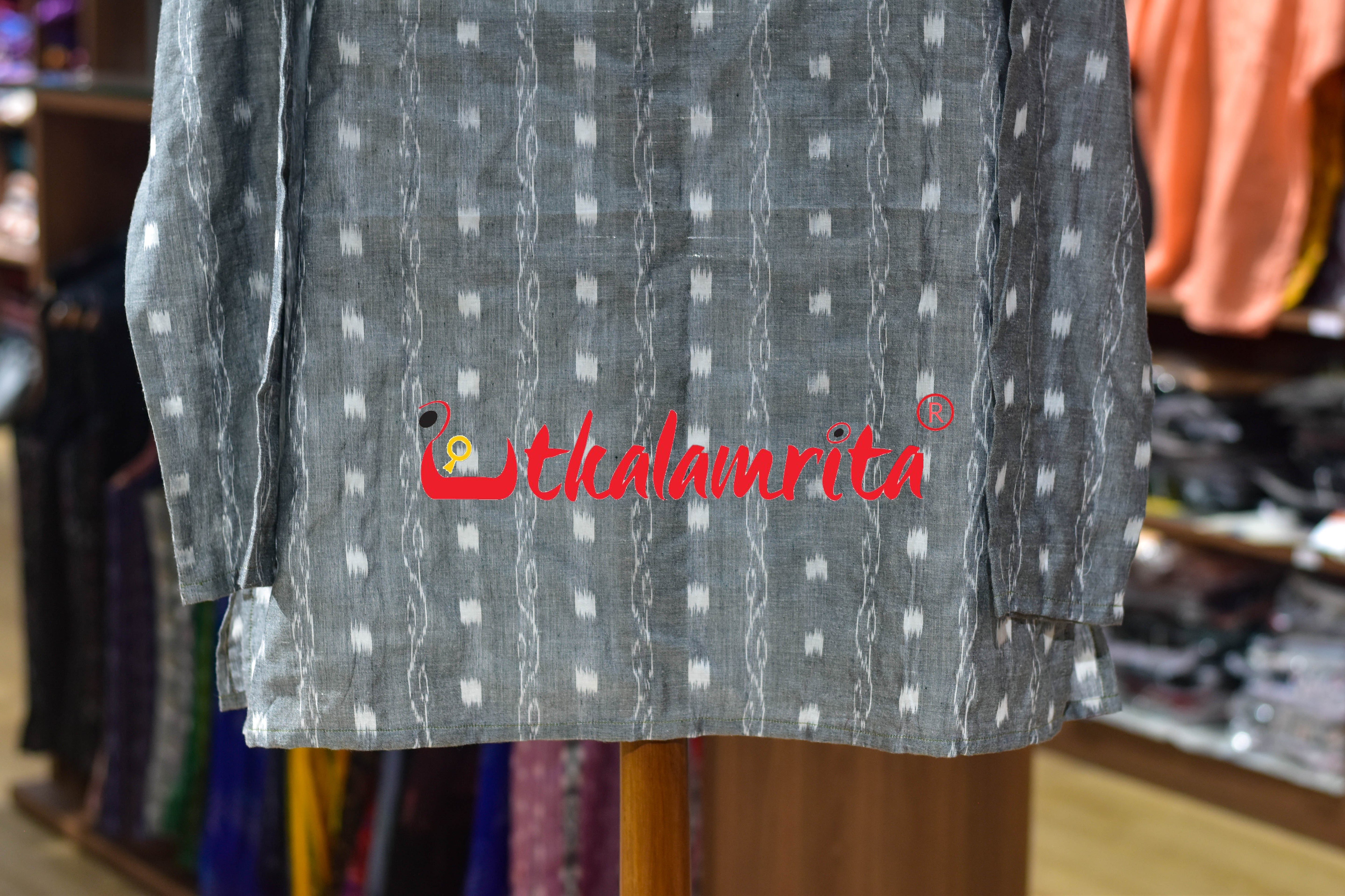 Grey Tipa Mala English Letters (Men's Short Kurta)