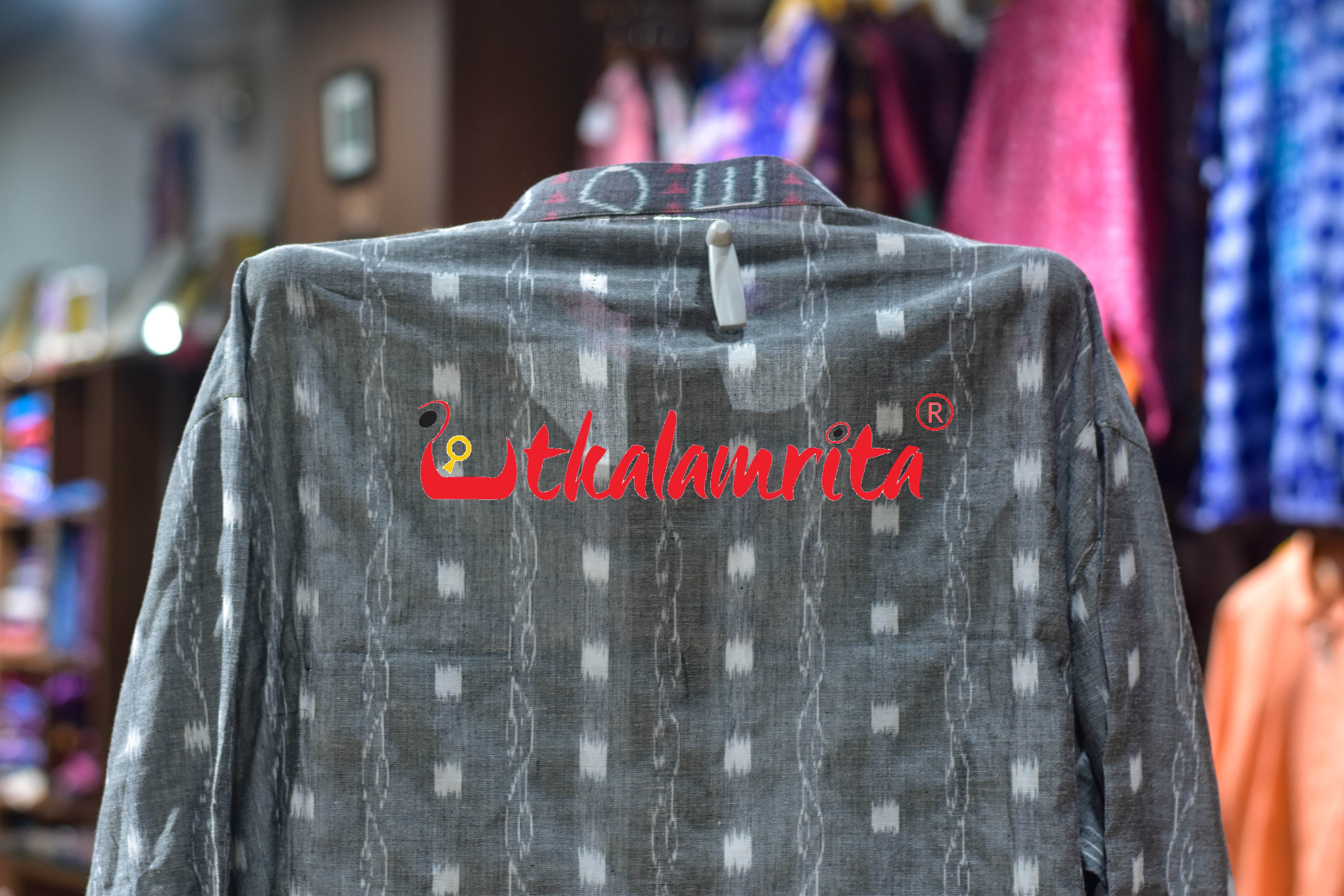 Grey Tipa Mala English Letters (Men's Short Kurta)