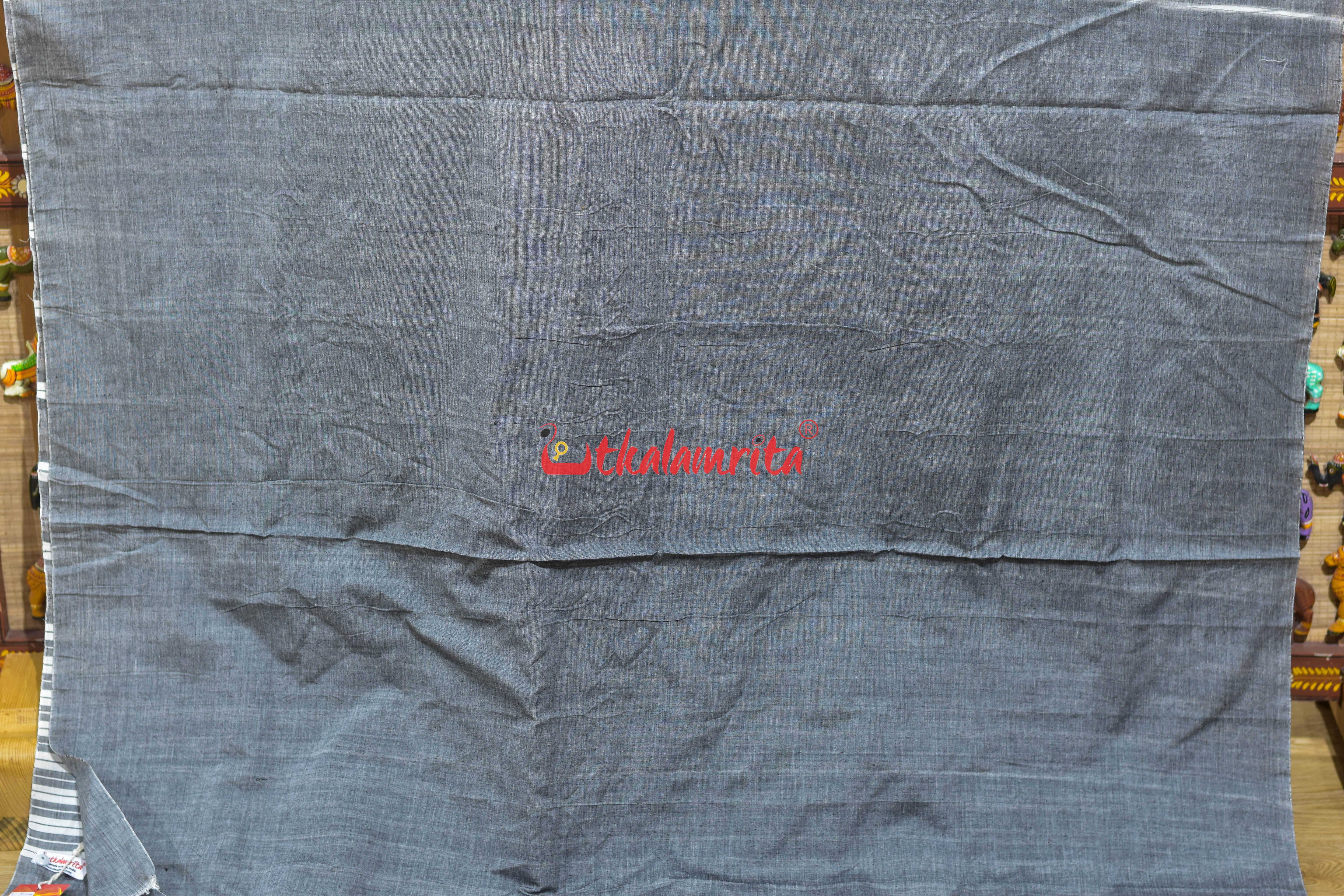 Grey Chessboard Thikiri Khandua Cotton Saree